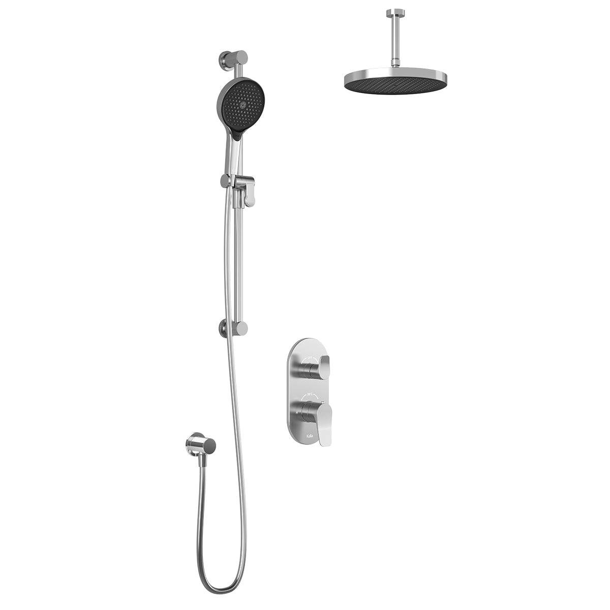MOROKA™ TD2 PLUS (Valve Non Incluse) : Système de Douche T/P AQUATONIK™ et Sélecteur avec Bras Vertical Chrome