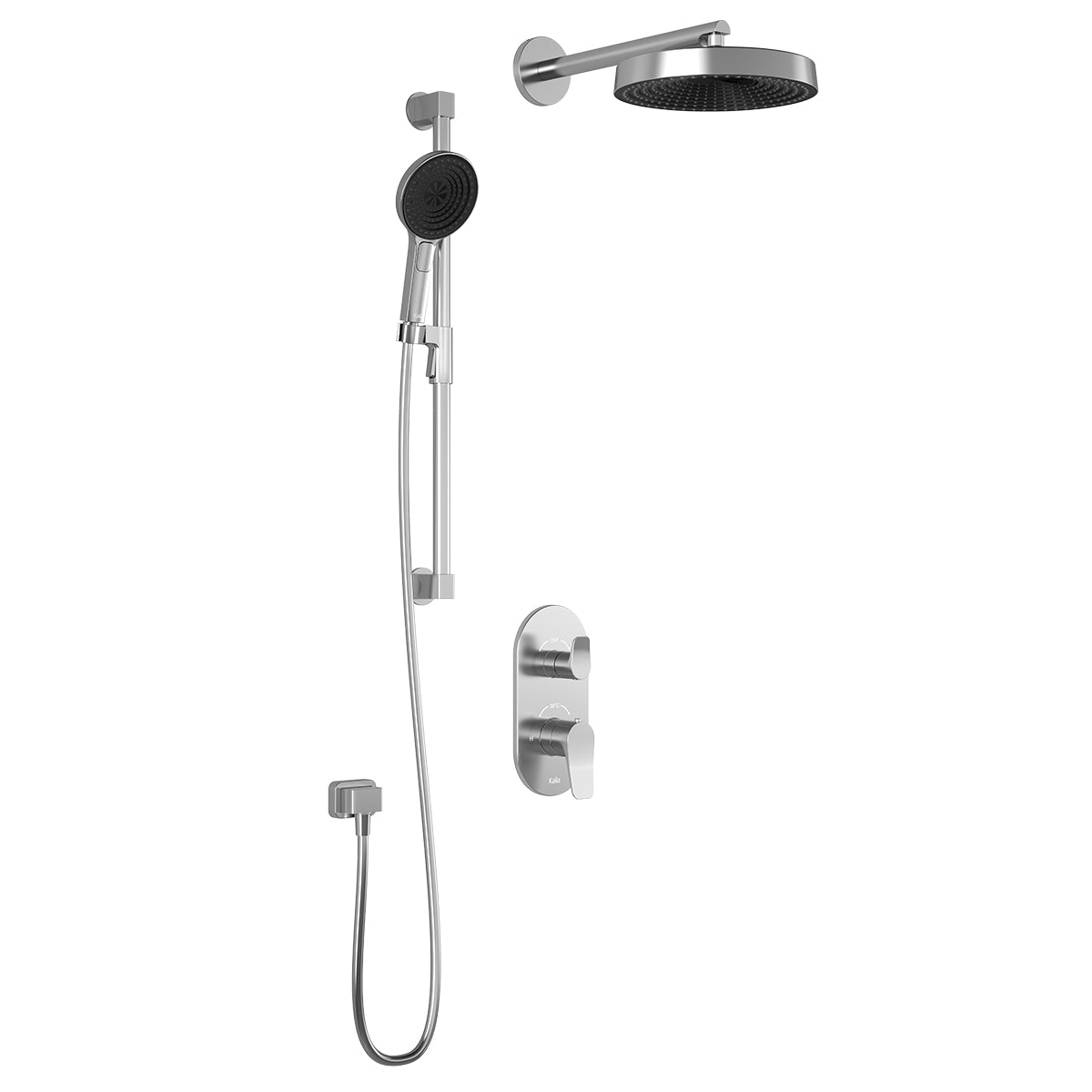 MOROKA™ TD2 PREMIA (Valve Non Incluse) : Système de Douche T/P AQUATONIK™ et Sélecteur avec Bras Mural Chrome