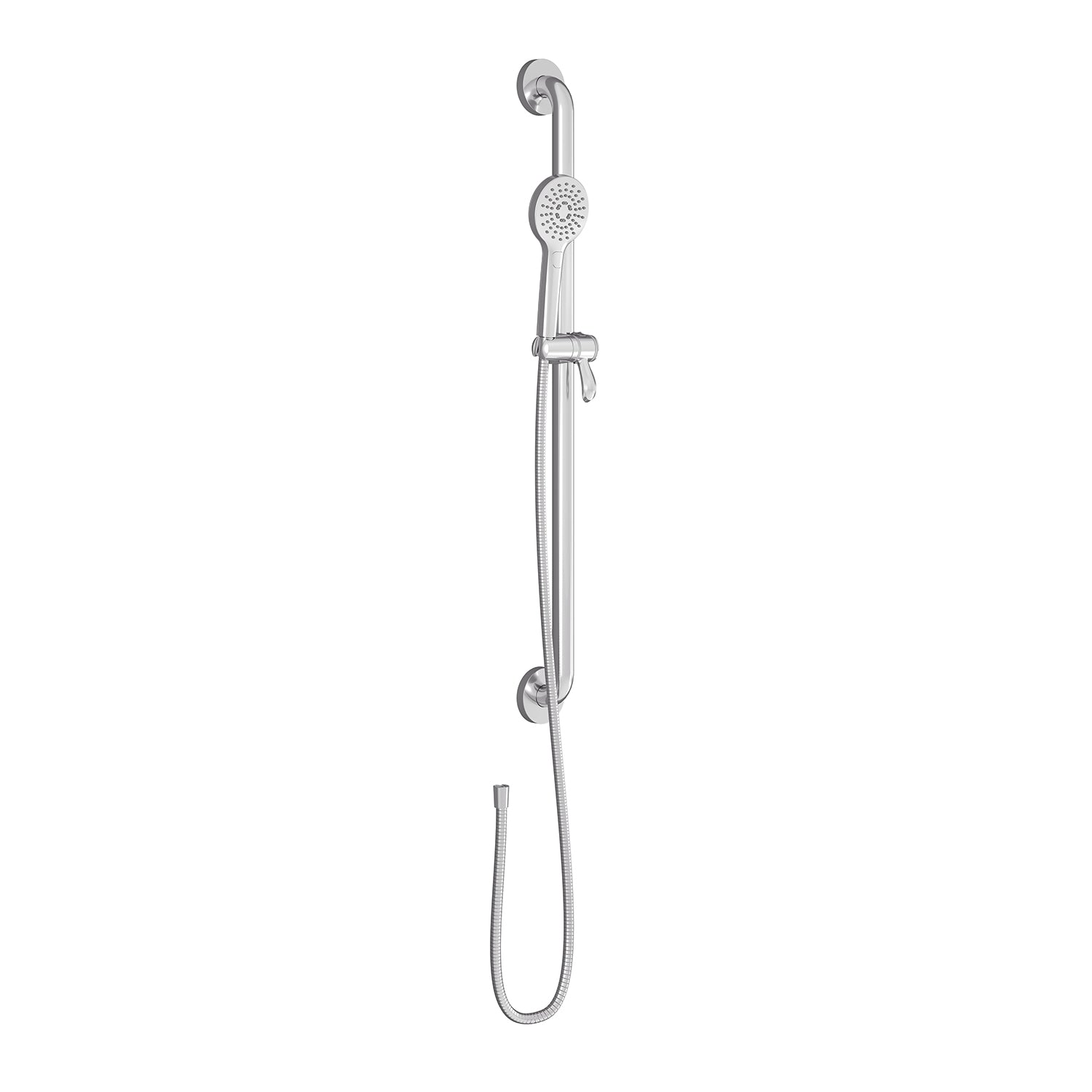 BASICO™ Ensemble Douchette à Main 2 Fonctions, Barre d'Appui Réglable et Boyau en Métal Flexible de 60'' Chrome