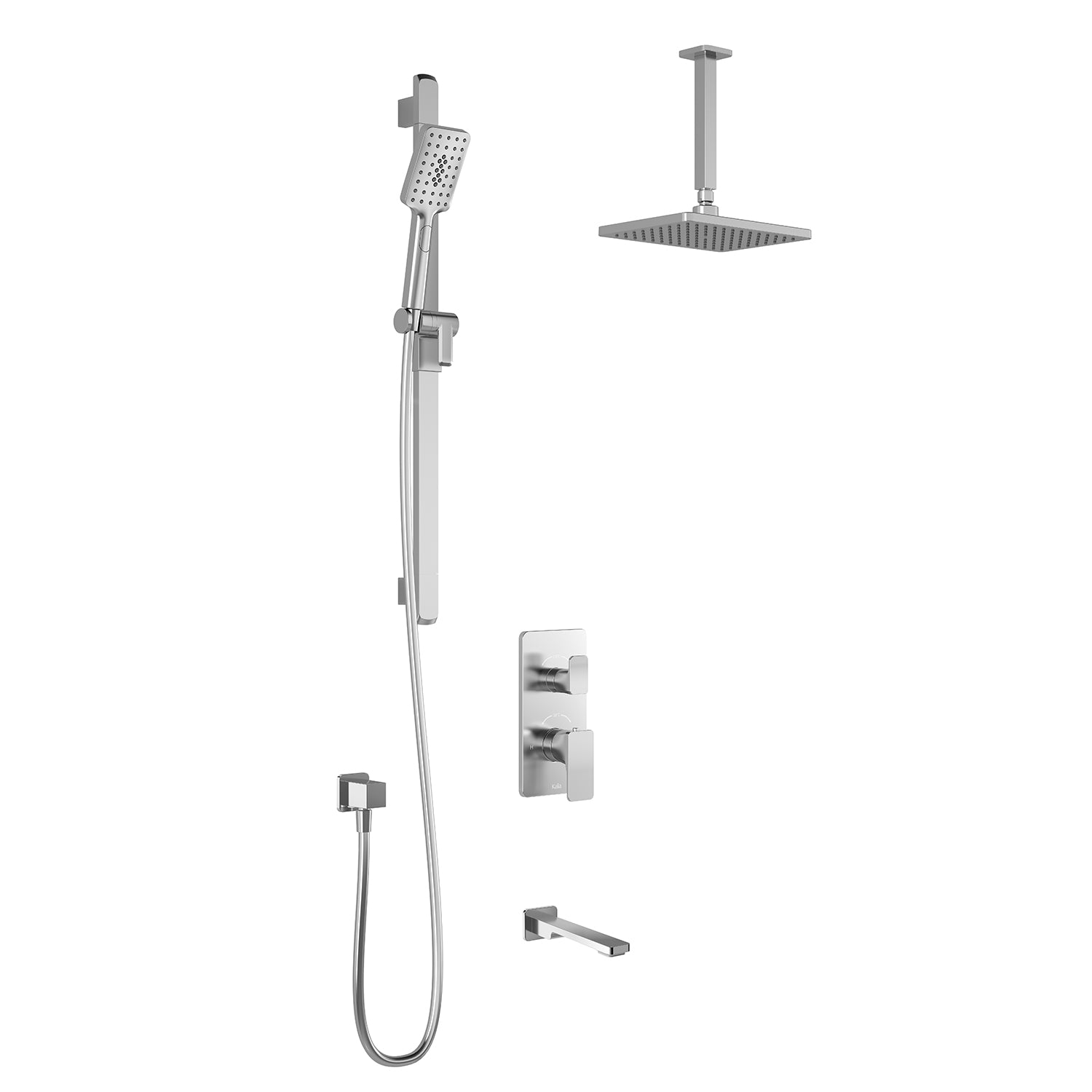 KAREO™ TD3 : Système de Douche T/P AQUATONIK™ et Sélecteur avec Bras Vertical Chrome