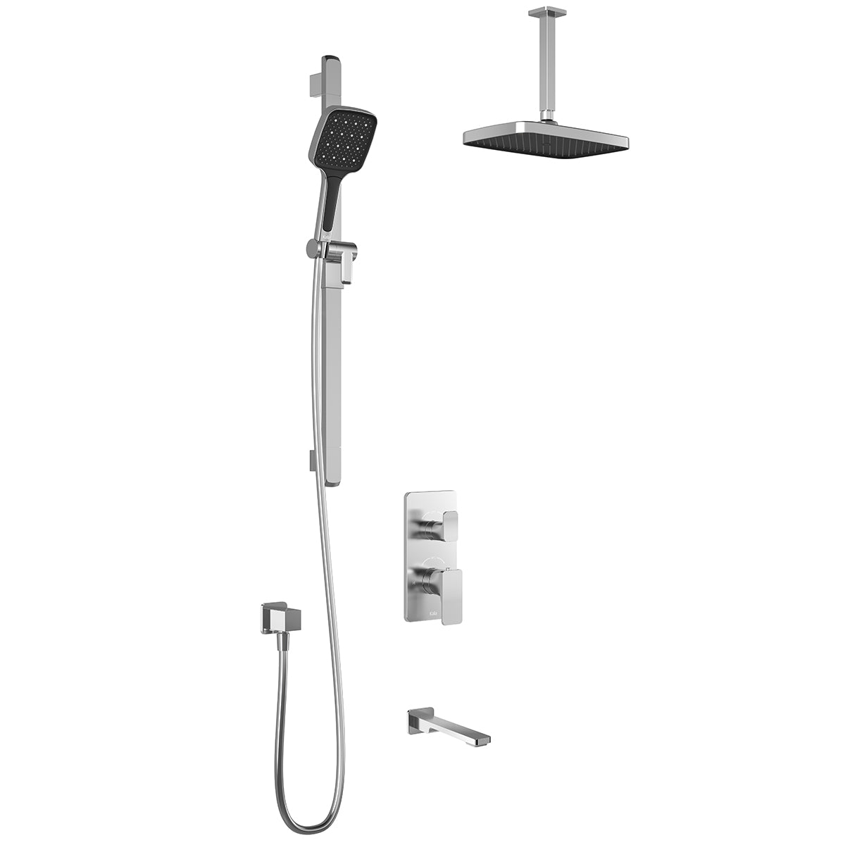 KAREO™ TD3 PLUS : Système de Douche T/P AQUATONIK™ et Sélecteur avec Bras Vertical Chrome