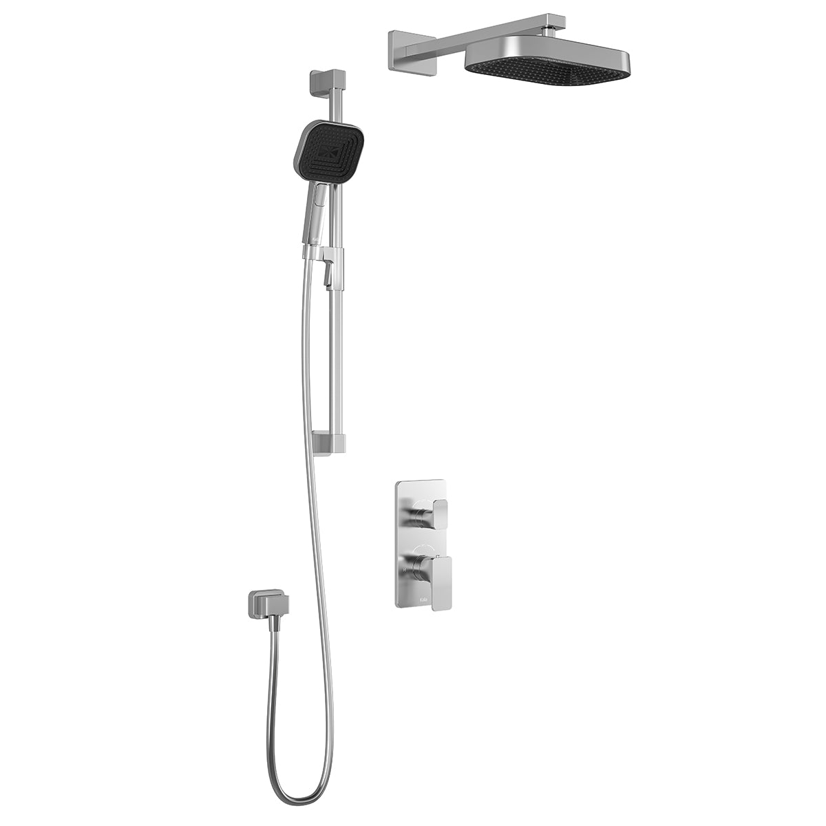 KAREO™ TD2 PREMIA (Valve Non Incluse) : Système de Douche T/P AQUATONIK™ et Sélecteur avec Bras Mural Chrome