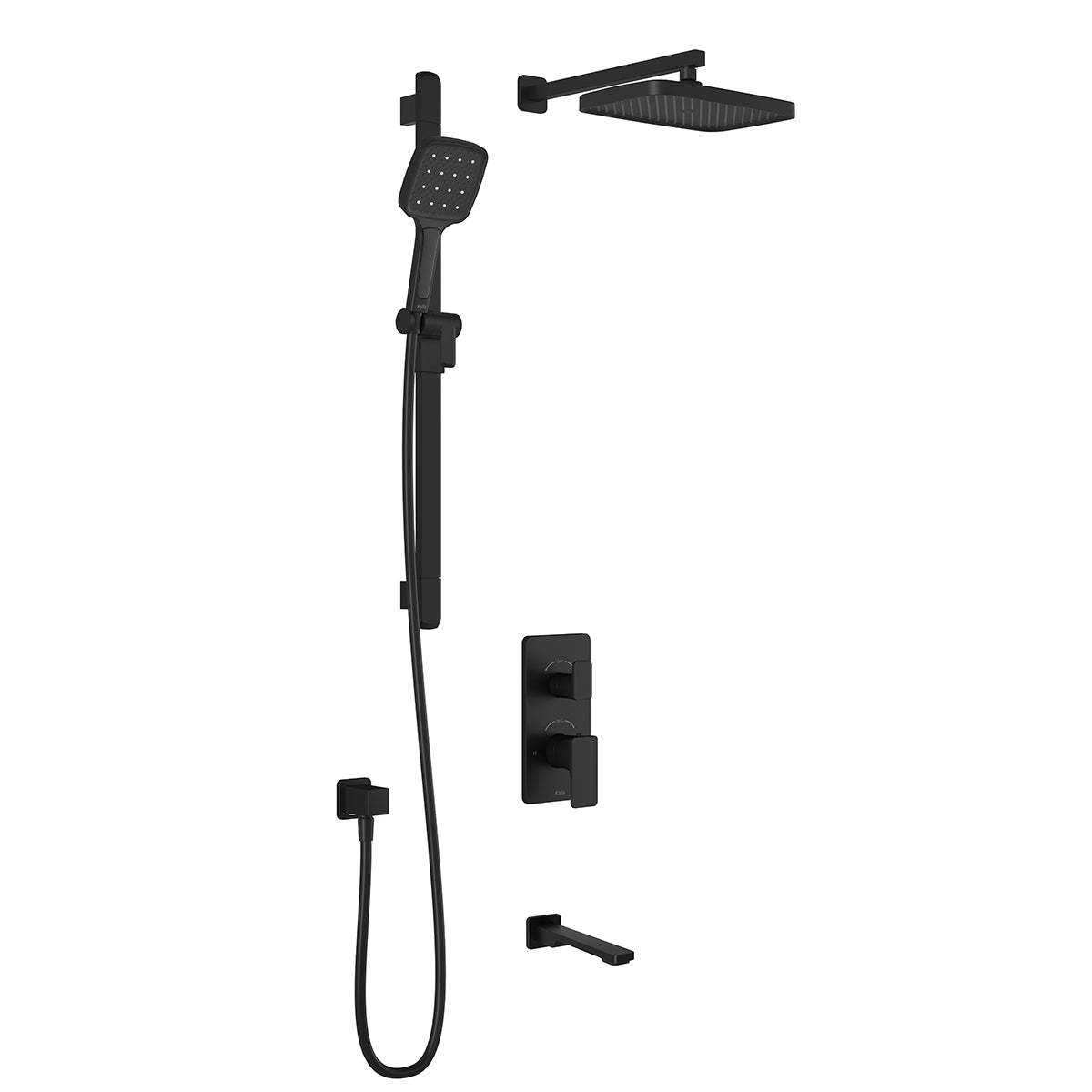 KAREO™ TD3 PLUS (Valve Non Incluse) : Système de Douche T/P AQUATONIK™ et Sélecteur avec Bras Mural Noir Mat