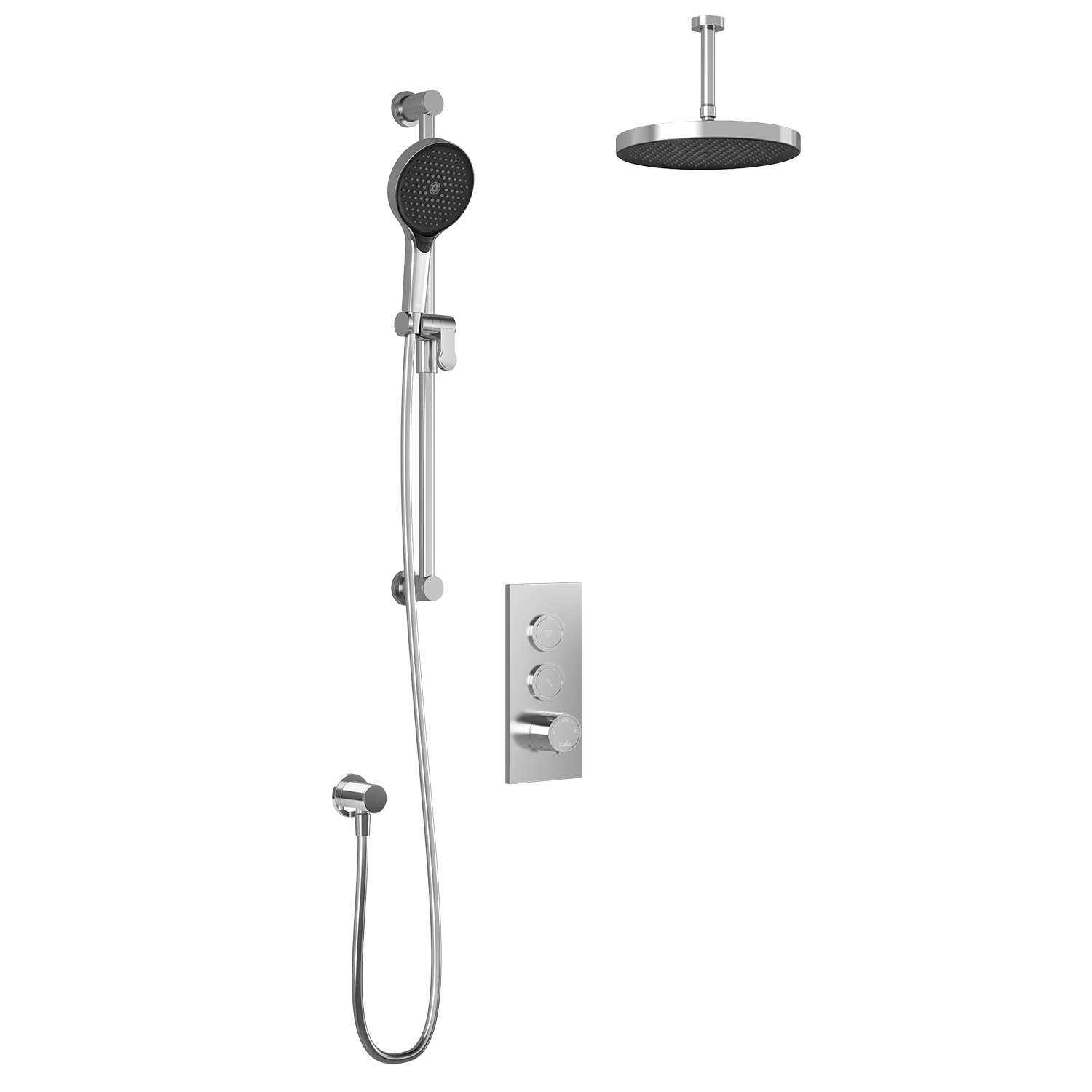 RoundOne™                     _x001E_TB2 PLUS (Valve Not Included) : AQUATONIK™ T/P Push-Button Shower System with Vertical Ceiling Arm Chrome