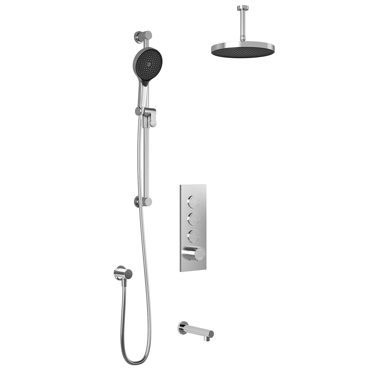 RoundOne™ TB3 PLUS : Système de Douche T/P AQUATONIK™ Boutons-Poussoirs avec Bras Vertical Chrome