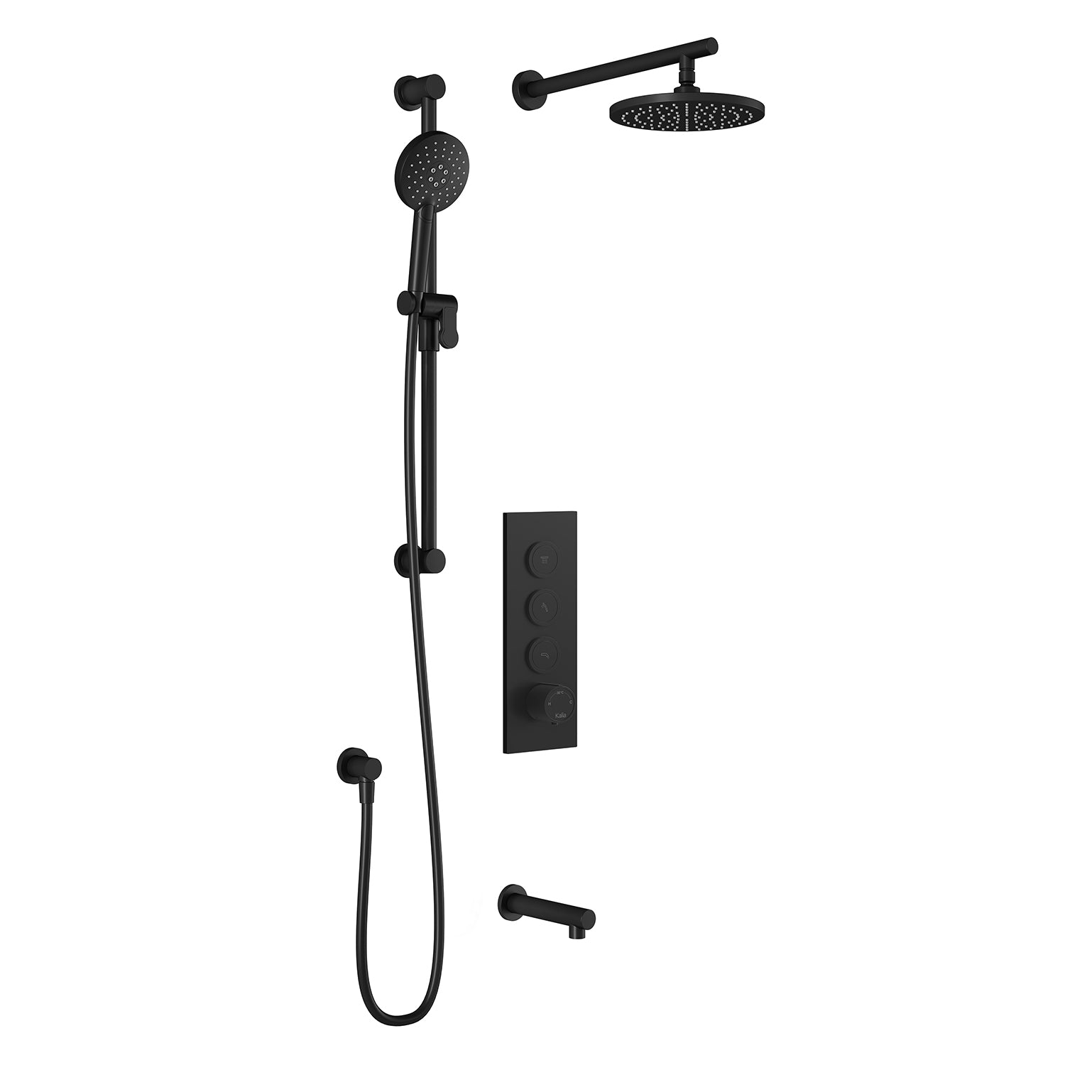 RoundOne™ TB3 : Système de Douche T/P AQUATONIK™ Boutons-Poussoirs avec Bras Mural Noir Mat