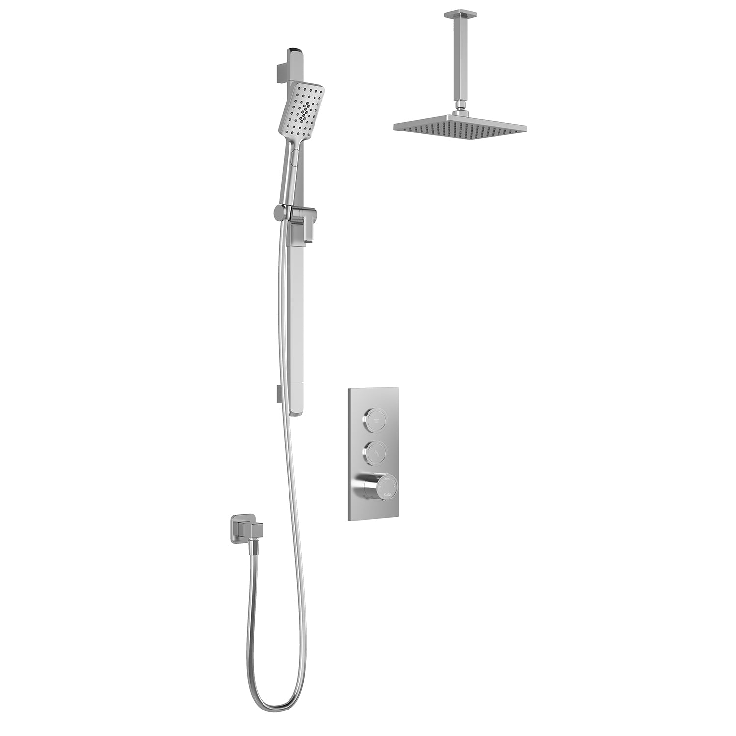 KAREO™ TB2 (Valve Non Incluse) : Système de Douche T/P AQUATONIK™ Boutons-Poussoirs avec Bras Vertical Chrome