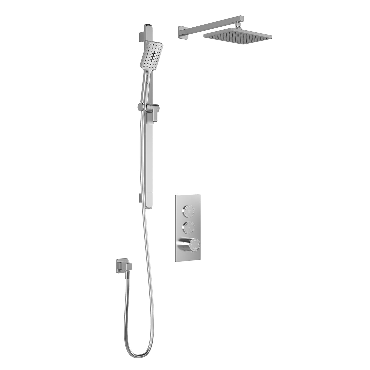 KAREO™ TB2 (Valve Non Incluse) : Système de Douche T/P AQUATONIK™ Boutons-Poussoirs avec Bras Mural Chrome