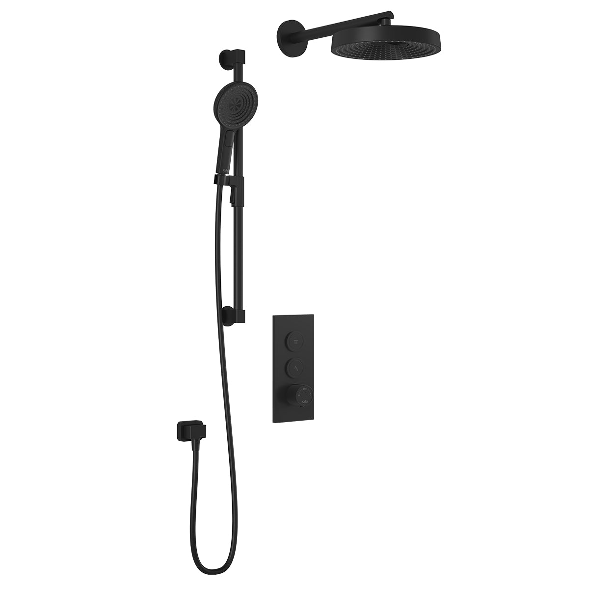 MOROKA™ TB2 PREMIA : Système de Douche T/P AQUATONIK™ Boutons-Poussoirs avec Bras Mural Noir Mat
