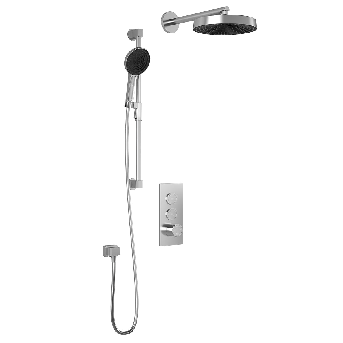MOROKA™ TB2 PREMIA (Valve Non Incluse) : Système de Douche T/P AQUATONIK™ Boutons-Poussoirs avec Bras Mural Chrome