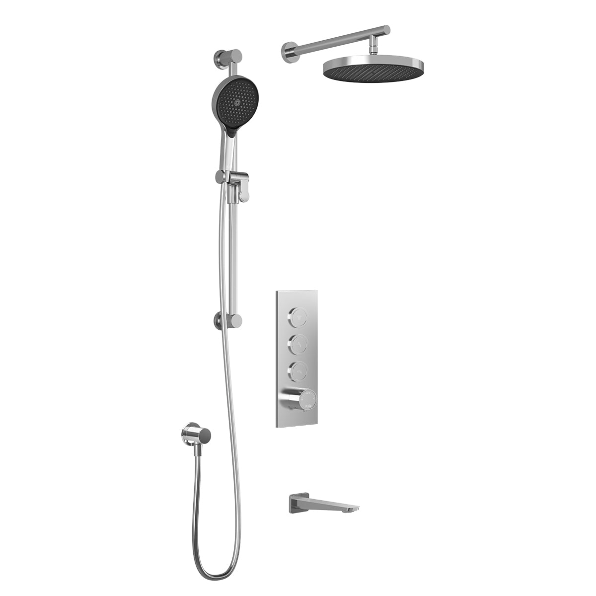 MOROKA™ TB3 PLUS : Système de Douche T/P AQUATONIK™ Boutons-Poussoirs avec Bras Mural Chrome