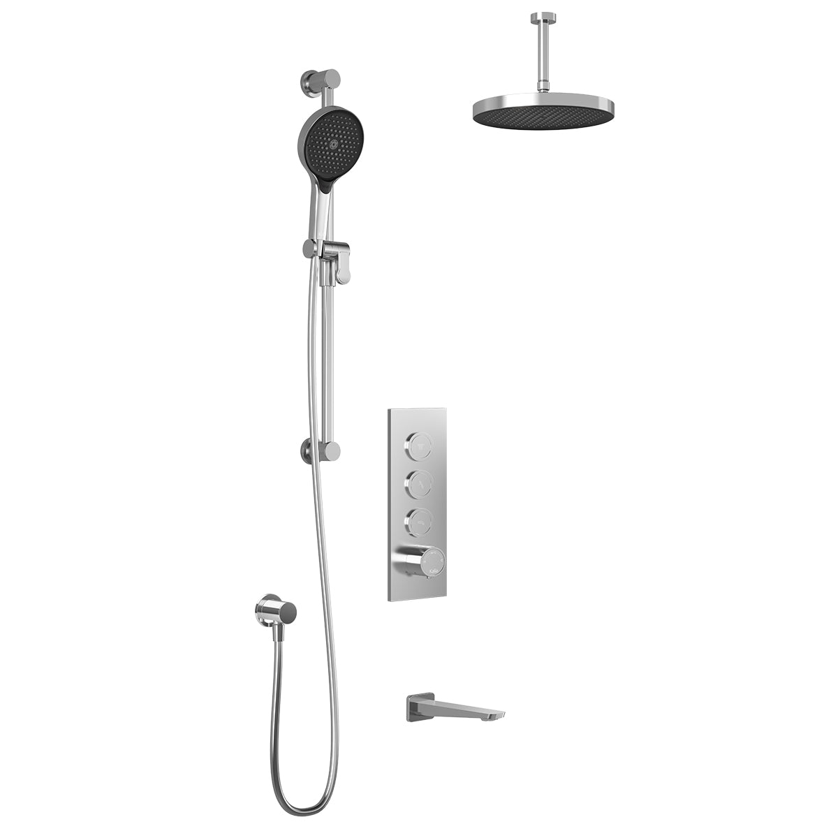 MOROKA™ TB3 PLUS : Système de Douche T/P AQUATONIK™ Boutons-Poussoirs avec Bras Vertical Chrome