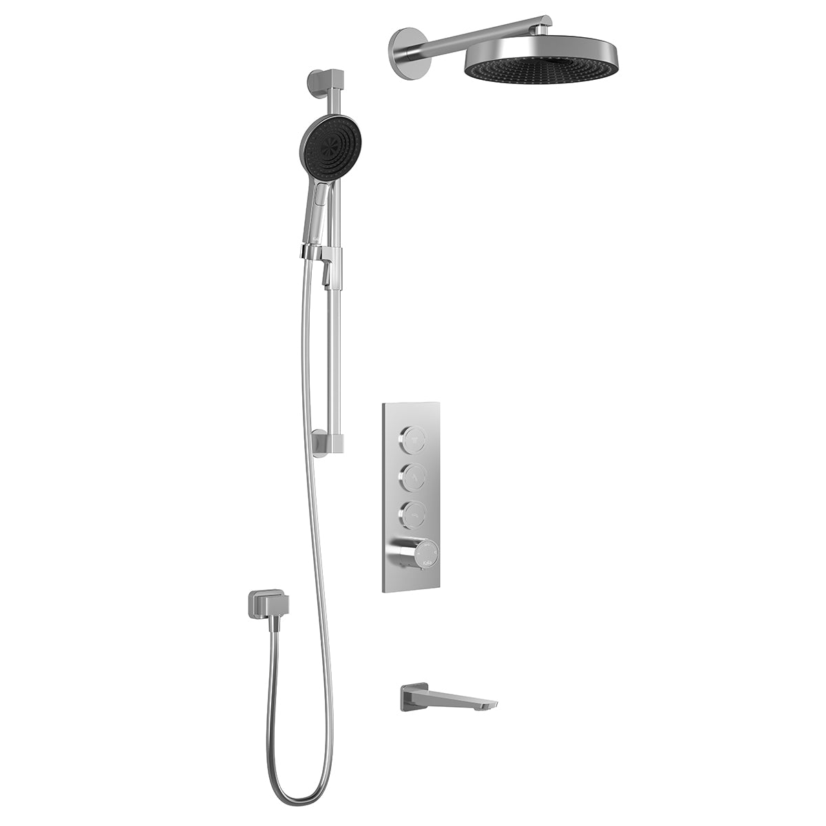 MOROKA™ TB3 PREMIA : Système de Douche T/P AQUATONIK™ Boutons-Poussoirs avec Bras Mural Chrome
