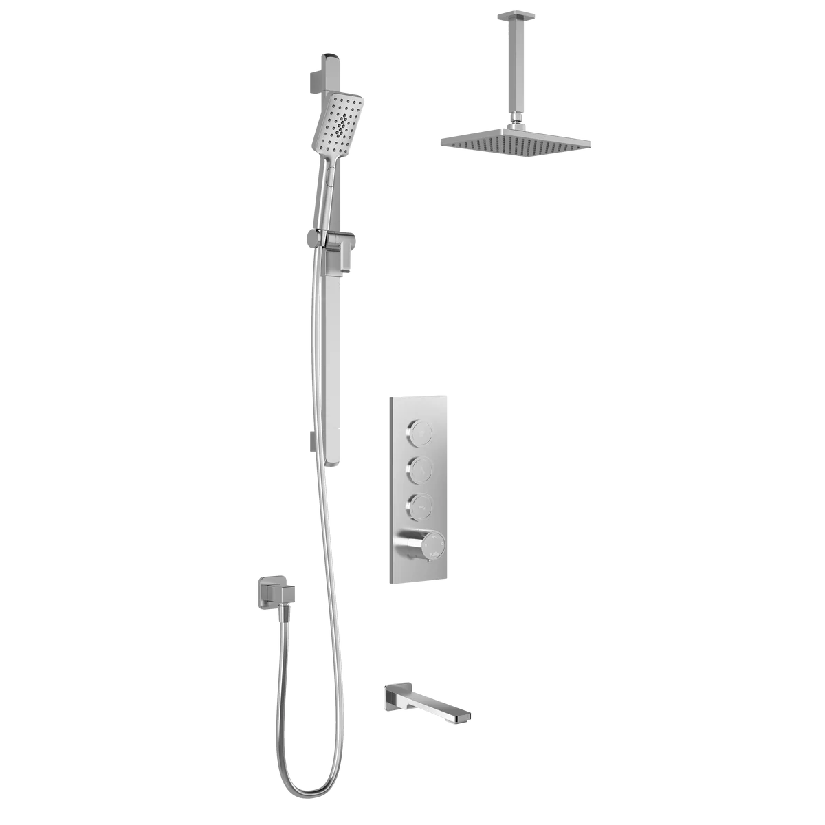 KAREO™ TB3 (Valve Non Incluse) : Système de Douche T/P AQUATONIK™ Boutons-Poussoirs avec Bras Vertical