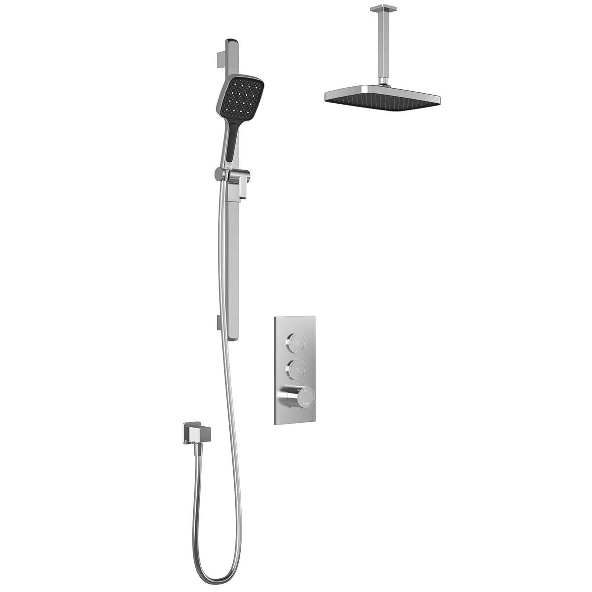 Plus - Kareo TB2 Ensemble de douche à boutons-poussoirs (sans valve) - Vertical arm