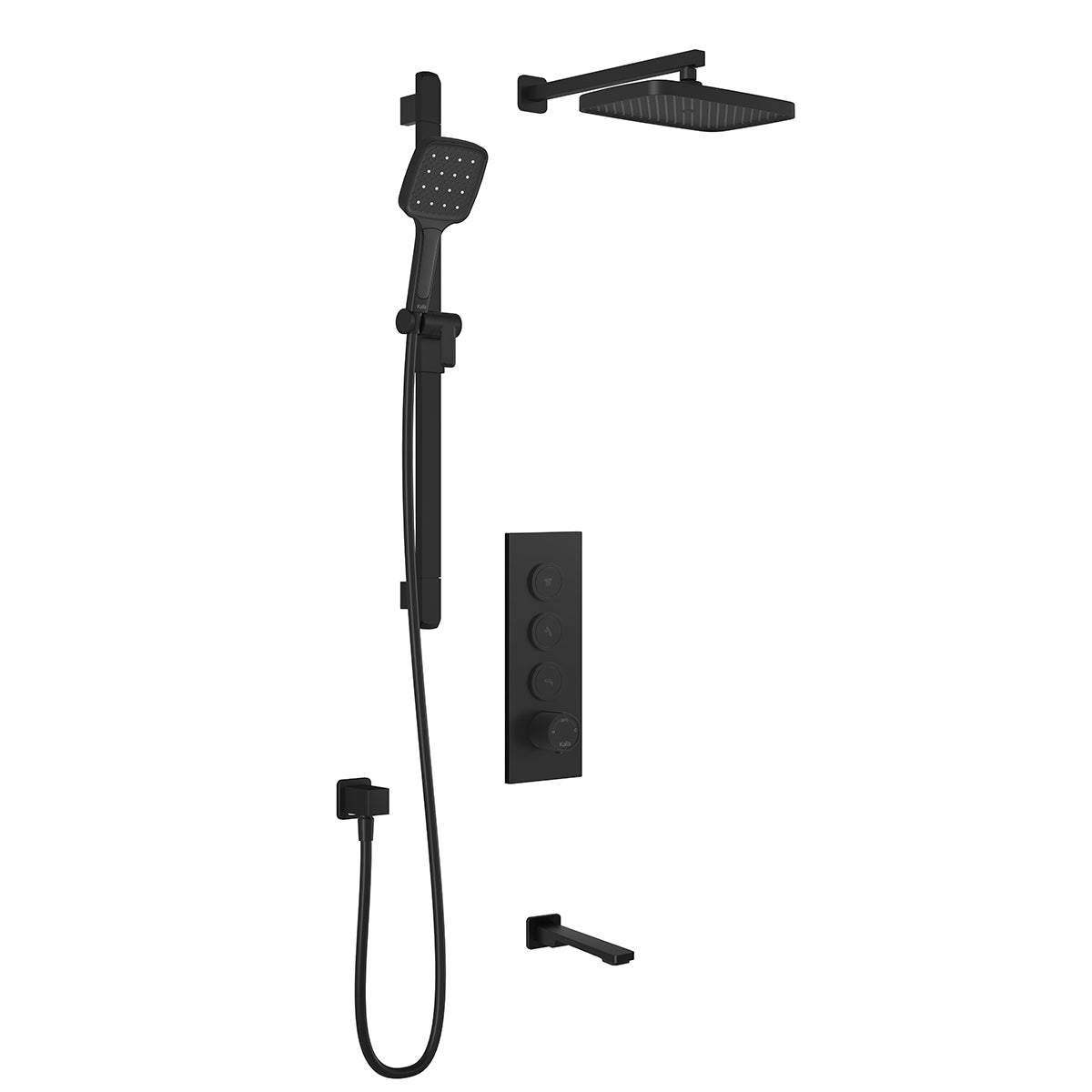 KAREO™ TB3 PLUS : Système de Douche T/P AQUATONIK™ Boutons-Poussoirs avec Bras Mural Noir Mat