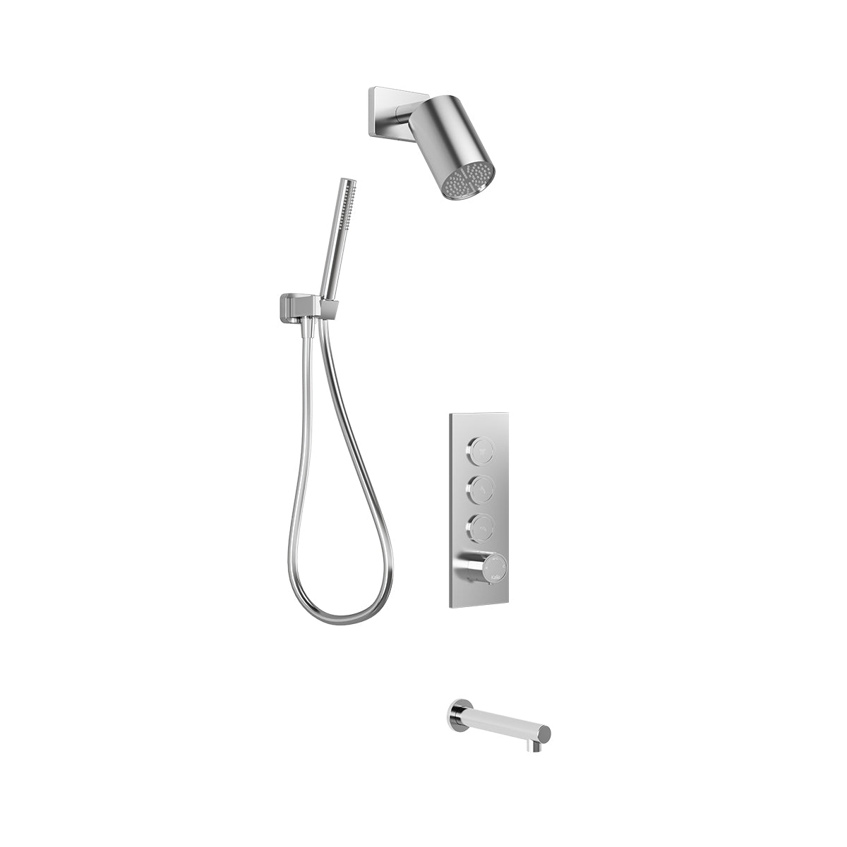 FOLO™ TB5 (Valve Non Incluse) : Système de Douche T/P AQUATONIK™ Boutons-Poussoirs Chrome