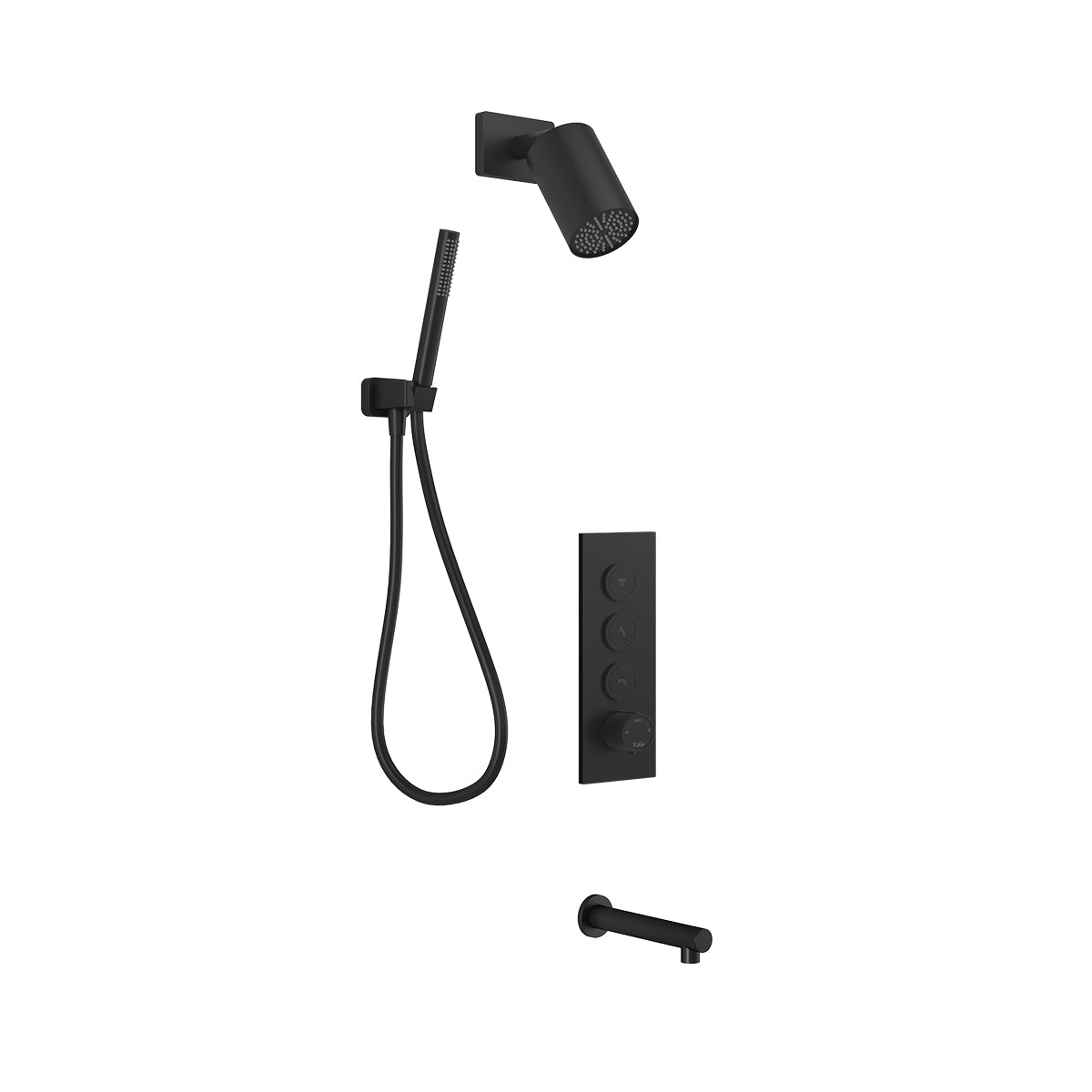 FOLO™ TB5 (Valve Non Incluse) : Système de Douche T/P AQUATONIK™ Boutons-Poussoirs Noir Mat