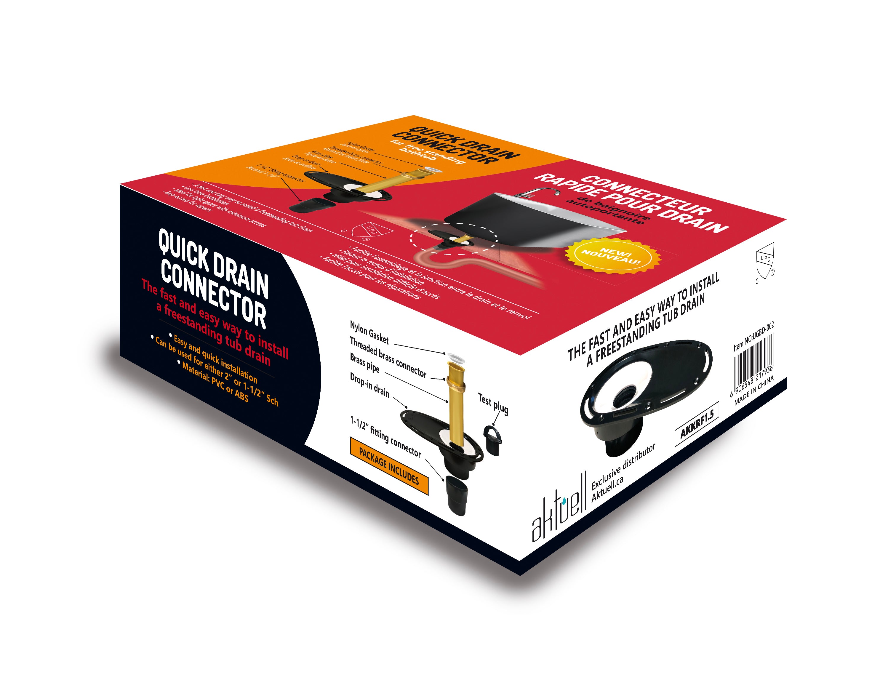 Quick Drain Connector for freestanding bathtub (ABS)