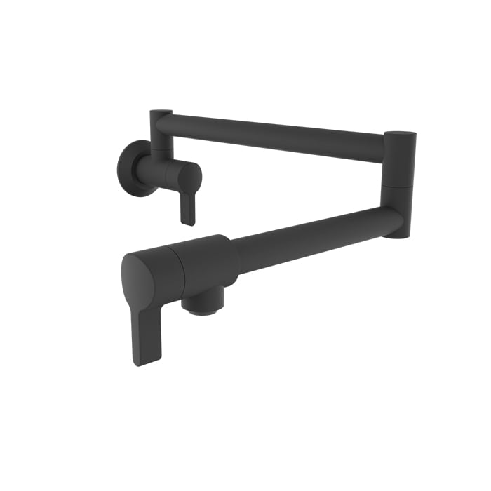 Single-hole wall-mounted pot filler with two handles