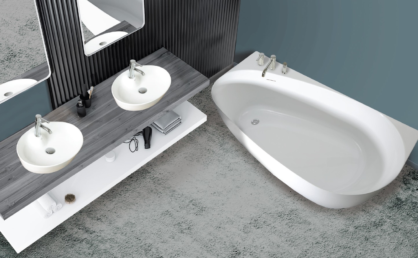 Bain mural autoportant Wall drain à droite ou gauche