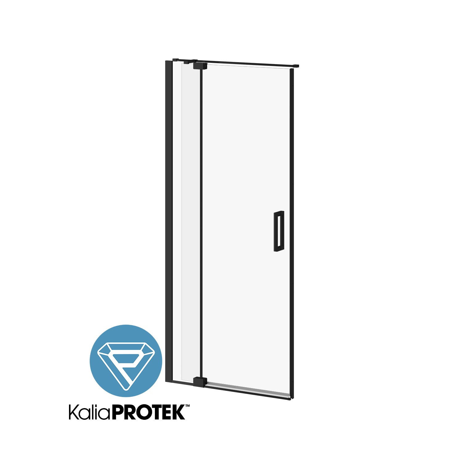 DISTINK™ avec KaliaProtek™ Porte de Douche à Pivot 2 Panneaux Verre Duraclean avec Film 36''x77'' pour Inst. en Alcôve (Réversible) Noir Mat