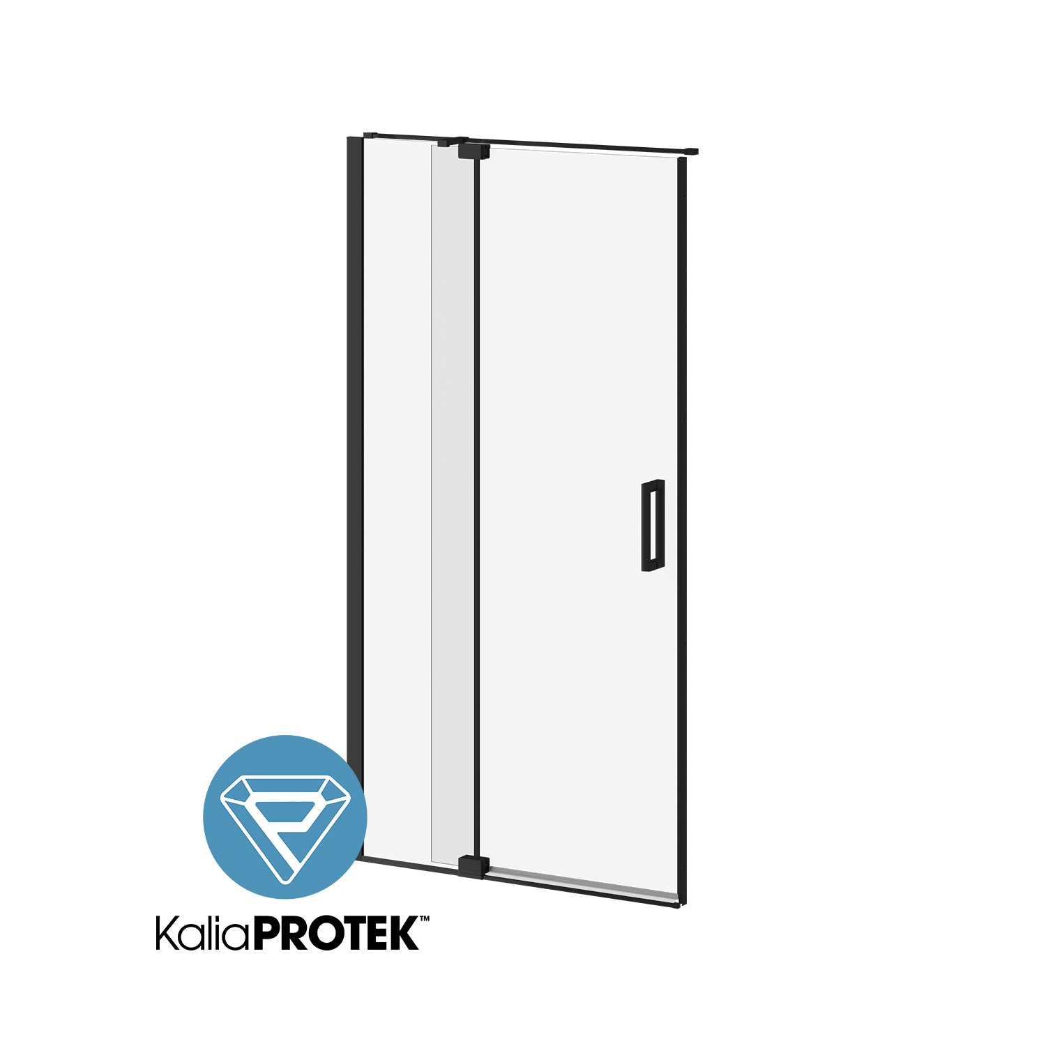 DISTINK™ avec KaliaProtek™ Porte de Douche à Pivot 2 Panneaux Verre Duraclean avec Film 42''x77'' pour Inst. en Alcôve (Réversible) Noir Mat