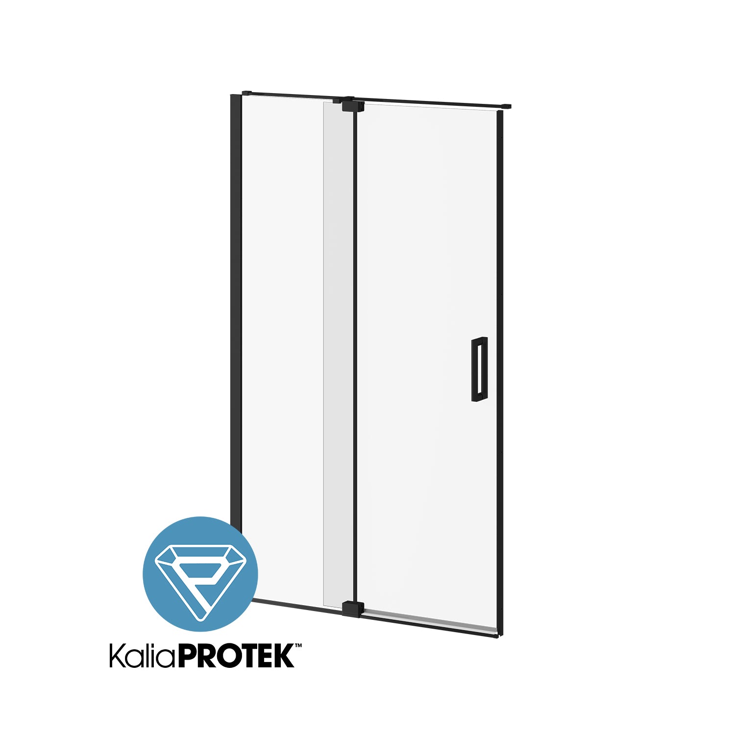 DISTINK™ avec KaliaProtek™ Porte de Douche à Pivot 2 Panneaux Verre Duraclean avec Film 48''x77'' pour Inst. en Alcôve (Réversible) Noir Mat