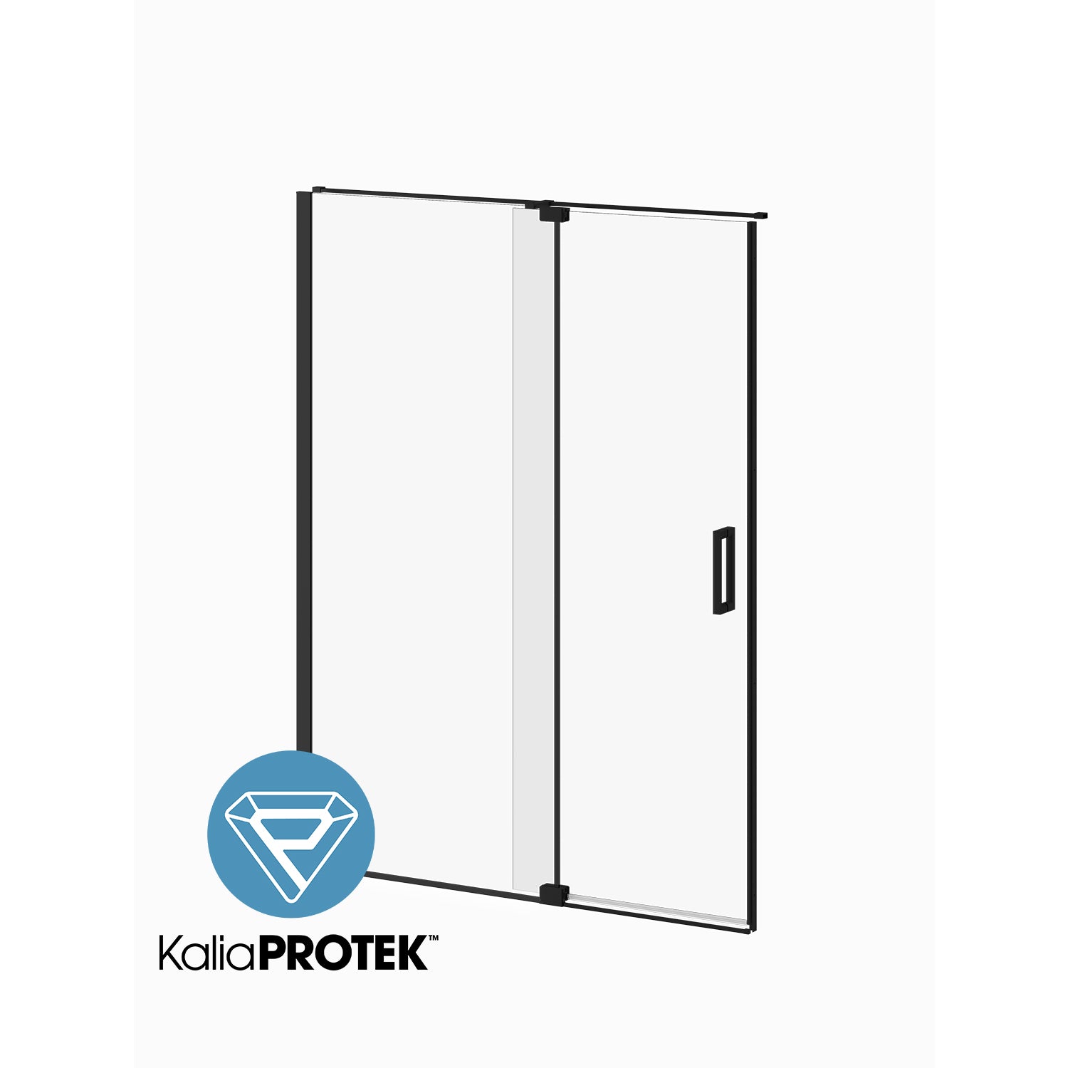 DISTINK™ avec KaliaProtek™ Porte de Douche à Pivot 2 Panneaux Verre Duraclean avec Film 60''x77'' pour Inst. en Alcôve (Réversible) Noir Mat