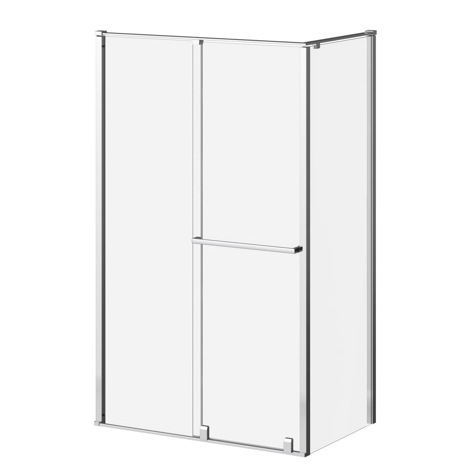 BALANCIA Panneau de Retour Verre Duraclean 32''x79'' pour Installation de Coin (Réversible) Chrome Brillant