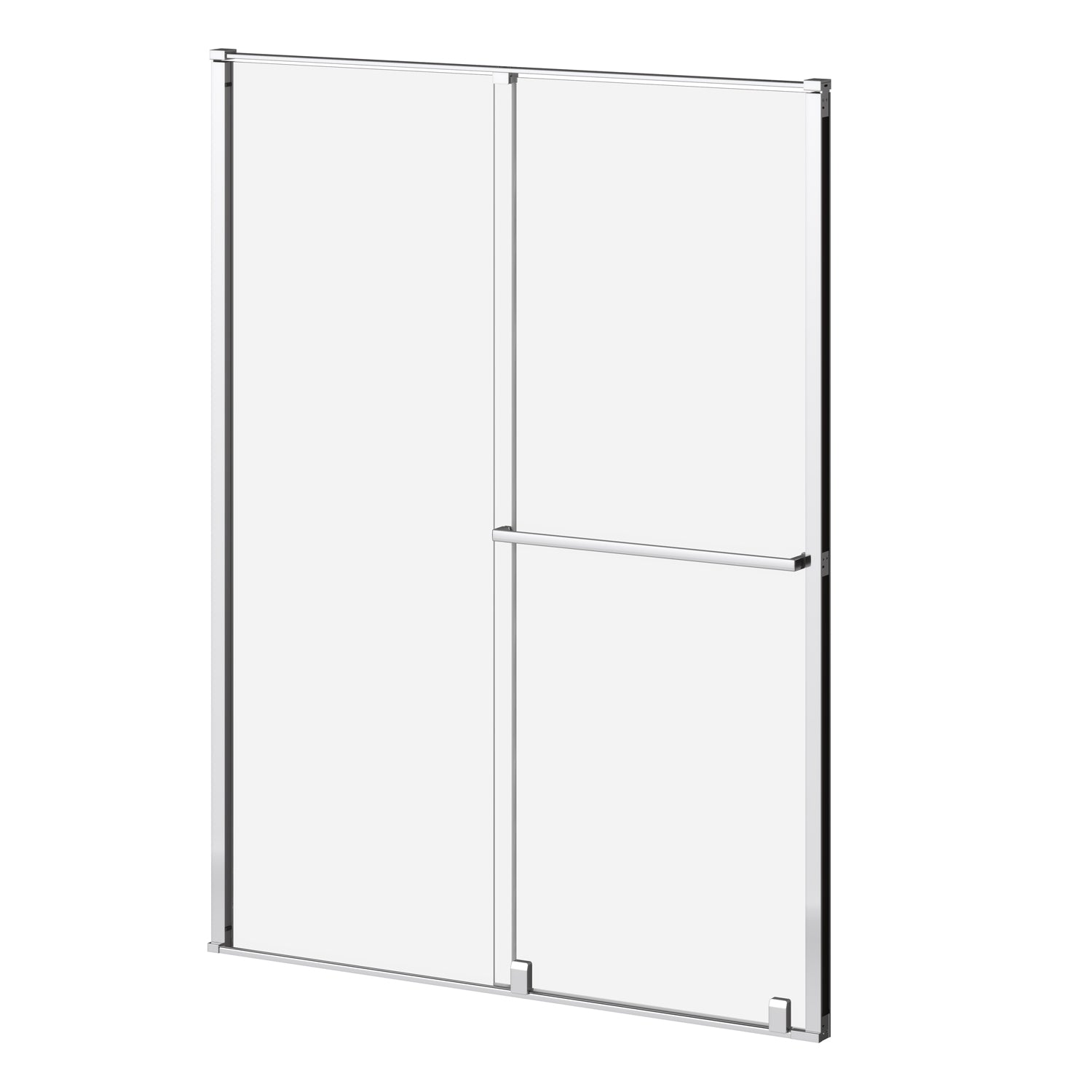 BALANCIA (Boite 1 de 2) Porte de Douche Coulissante Verre Duraclean 60''x79'' - Panneau Fixe pour Installation en Alcôve (Réversible) Chrome Brillant