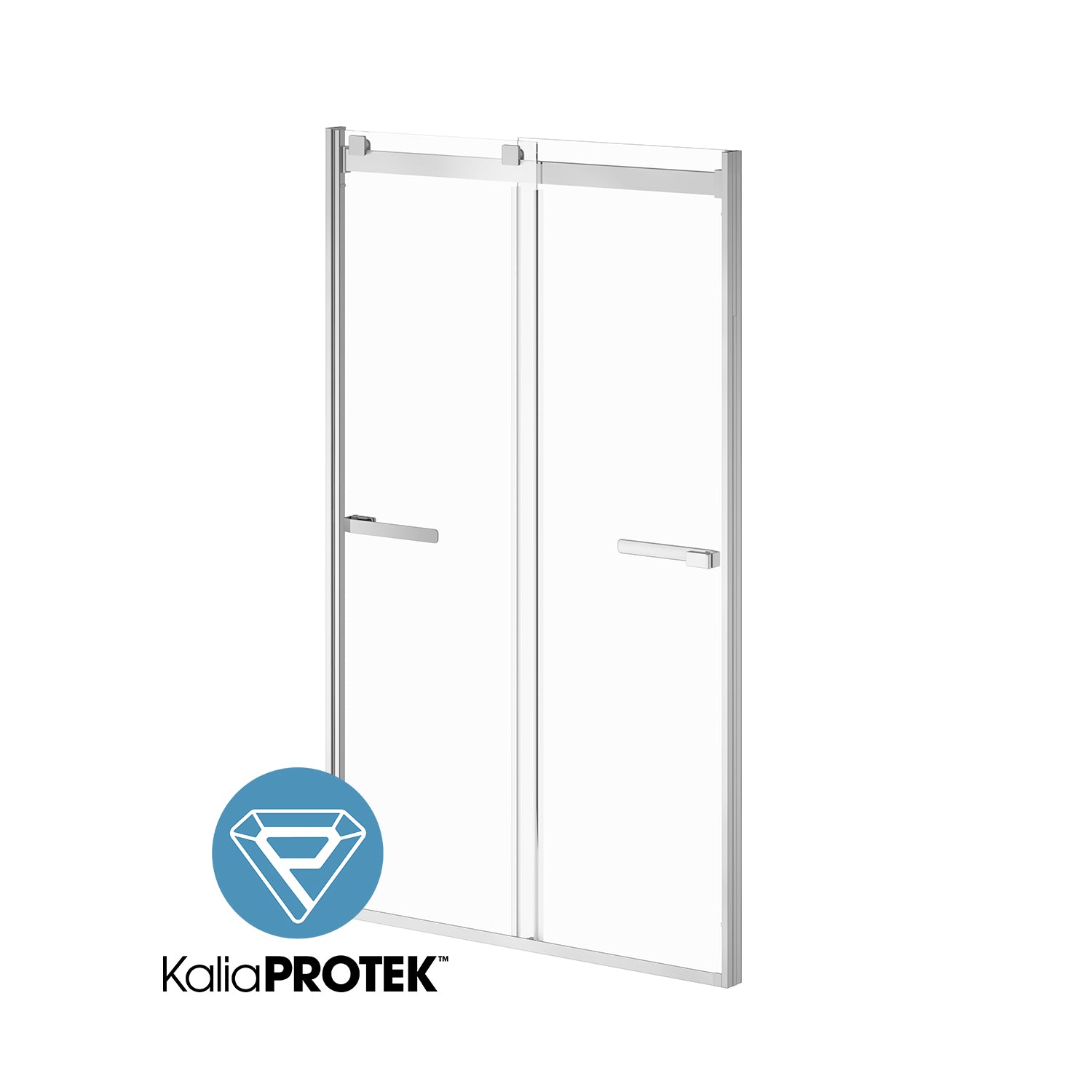 AKCESS 2.0™ avec KaliaProtek™ Porte de Douche Coulissante 2 Panneaux Mobiles 48''x79'' en Alcôve Réversible Chrome Verre Clair avec Film