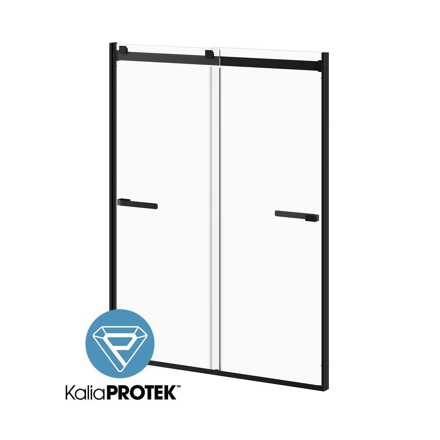 AKCESS 2.0™ avec KaliaProtek™ (Boite 1 de 2) Panneau Mobile Interne avec Composantes d'Installation / Pour Porte de Douche Coulissante 2 Panneaux Mobiles 60''x79'' en Alcôve Réversible Noir Mat Verre Clair avec Film