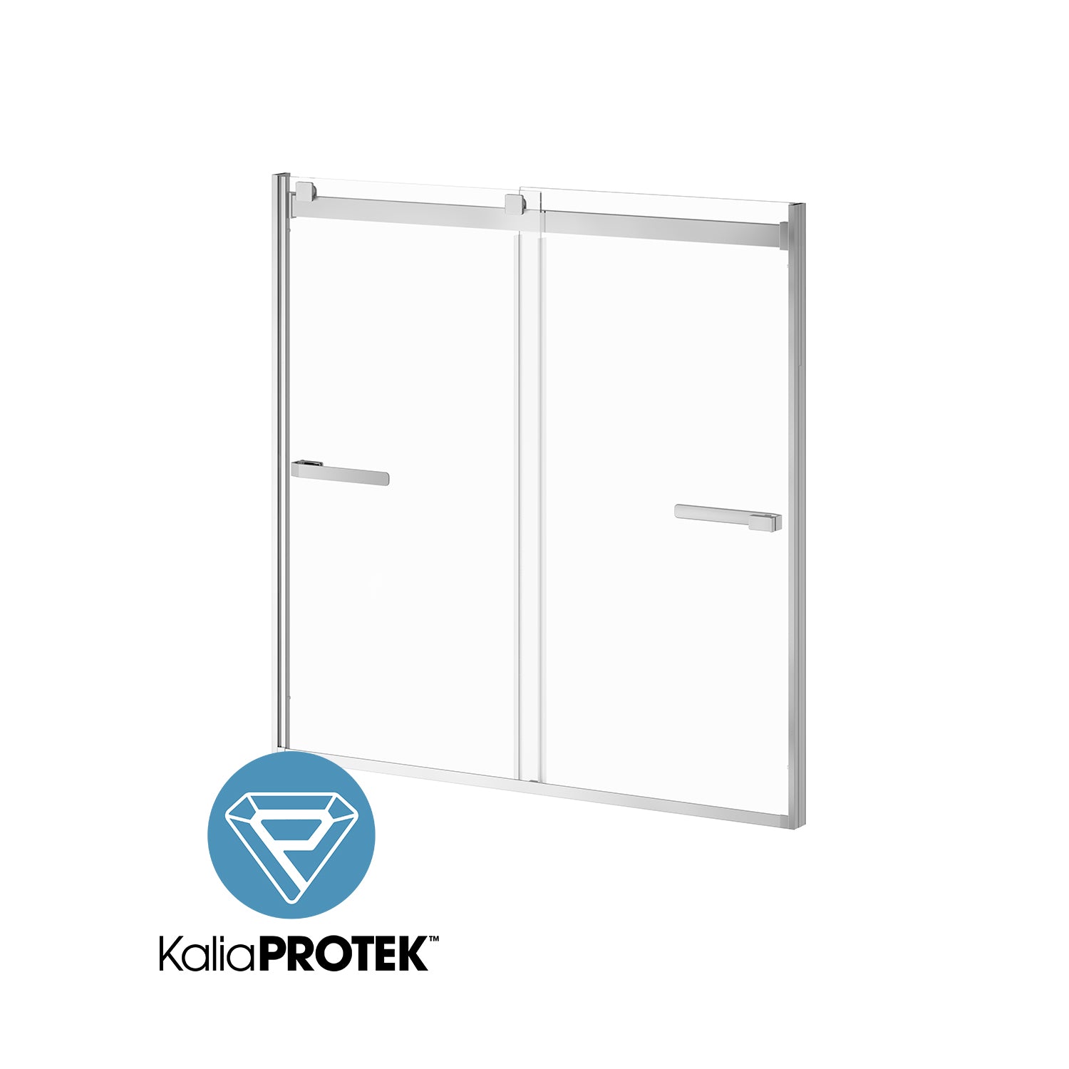 AKCESS 2.0™ avec KaliaProtek™ Porte de Bain-Douche Coulissante 2 Panneaux 60''x60'' Réversible Chrome Verre Clair avec Film