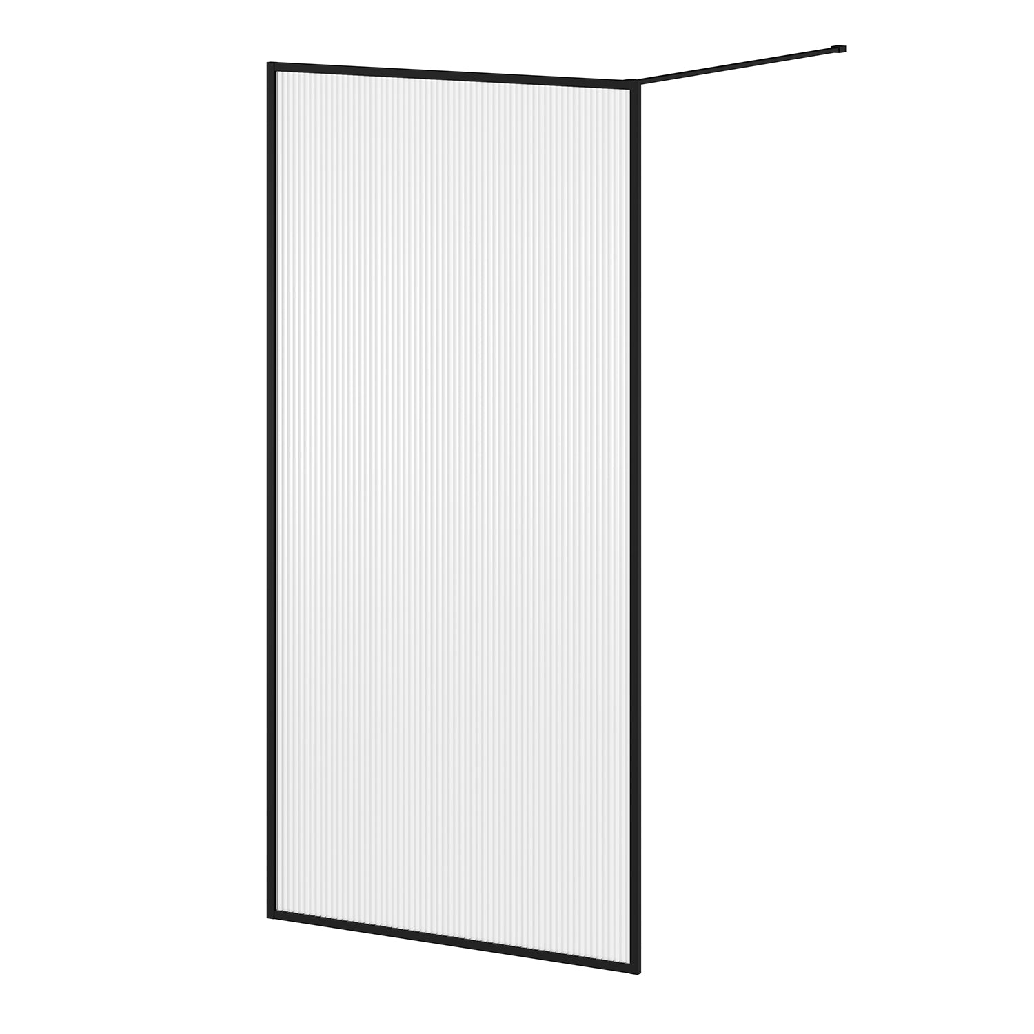 DUNE™ Écran de Douche Cadré Noir Mat avec Verre Cannelé 39" x 79" (Réversible)
