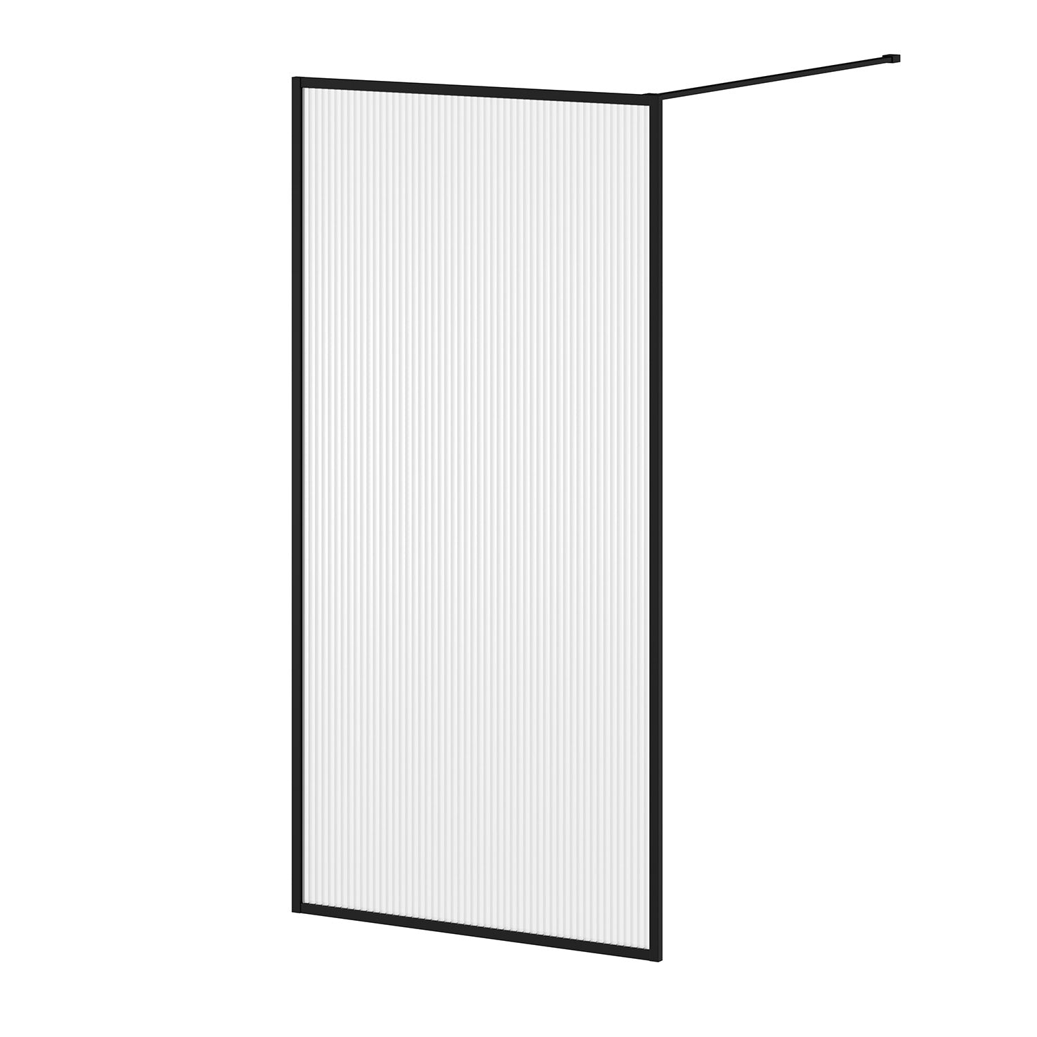 DUNE™ Écran de Bain Cadré Noir Mat avec Verre Cannelé 33" x 66" (Réversible)