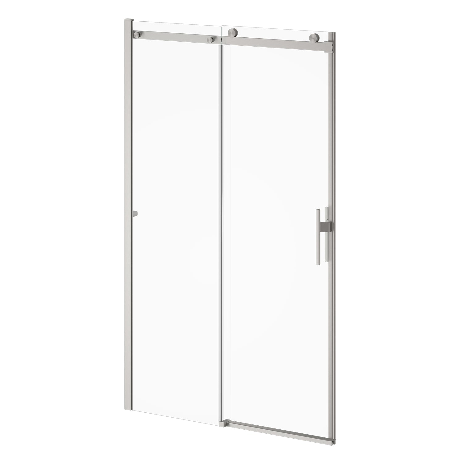KONCEPT EVO avec KaliaProtek™ Porte de Douche Coulissante Verre Duraclean avec Film Protecteur - Panneau Fixe et Panneau Mobile 48''x77'' pour Installation en Alcôve (Réversible) Nickel Pur