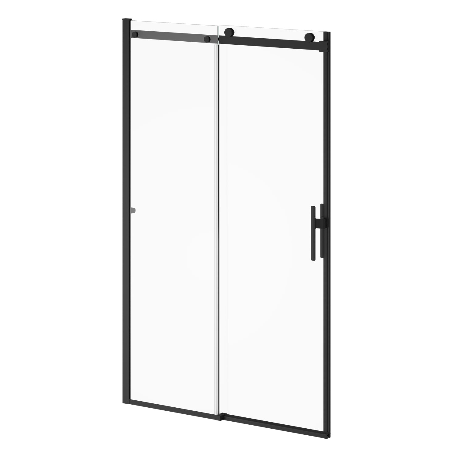 KONCEPT EVO avec KaliaProtek™ Porte de Douche Coulissante Verre Duraclean avec Film Protecteur - Panneau Fixe et Panneau Mobile 48''x77'' pour Installation en Alcôve (Réversible) Noir Mat