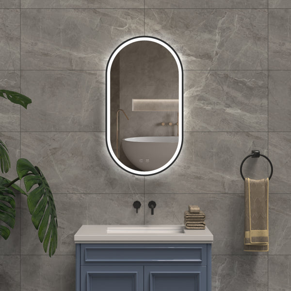 Miroir LED Kiara 20" x 36" - Noir mat