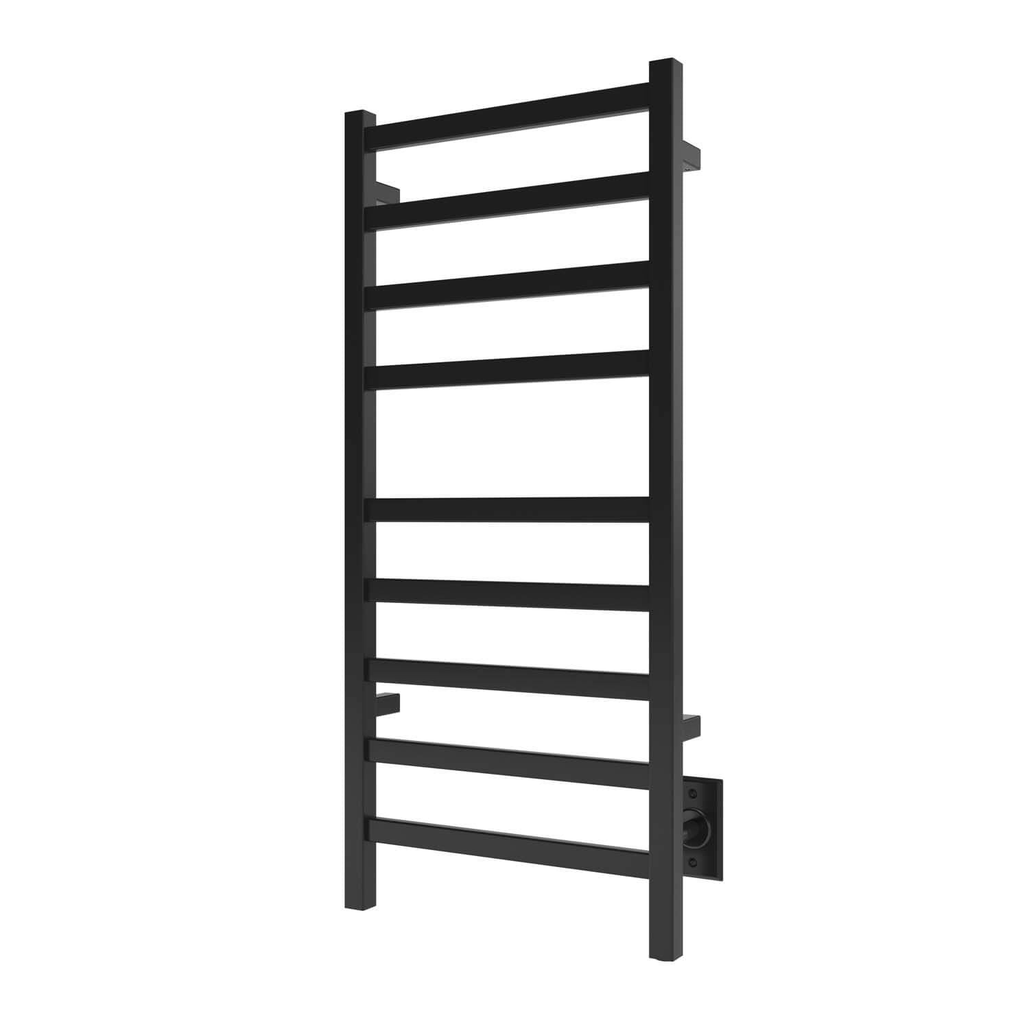 Chauffe-serviettes électrique carré Kontour câblé 18" x 40" - Noir mat
