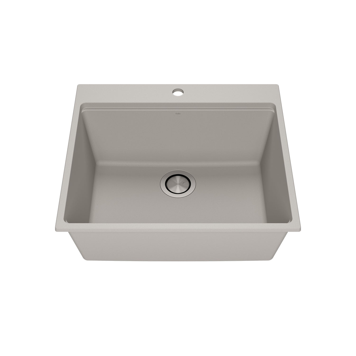 BACIA 25 Évier de Cuisine Granistone 25'' Cuve Simple avec Drain Inox et Tapis en Silicone pour Installation Encastrée Gris Galet