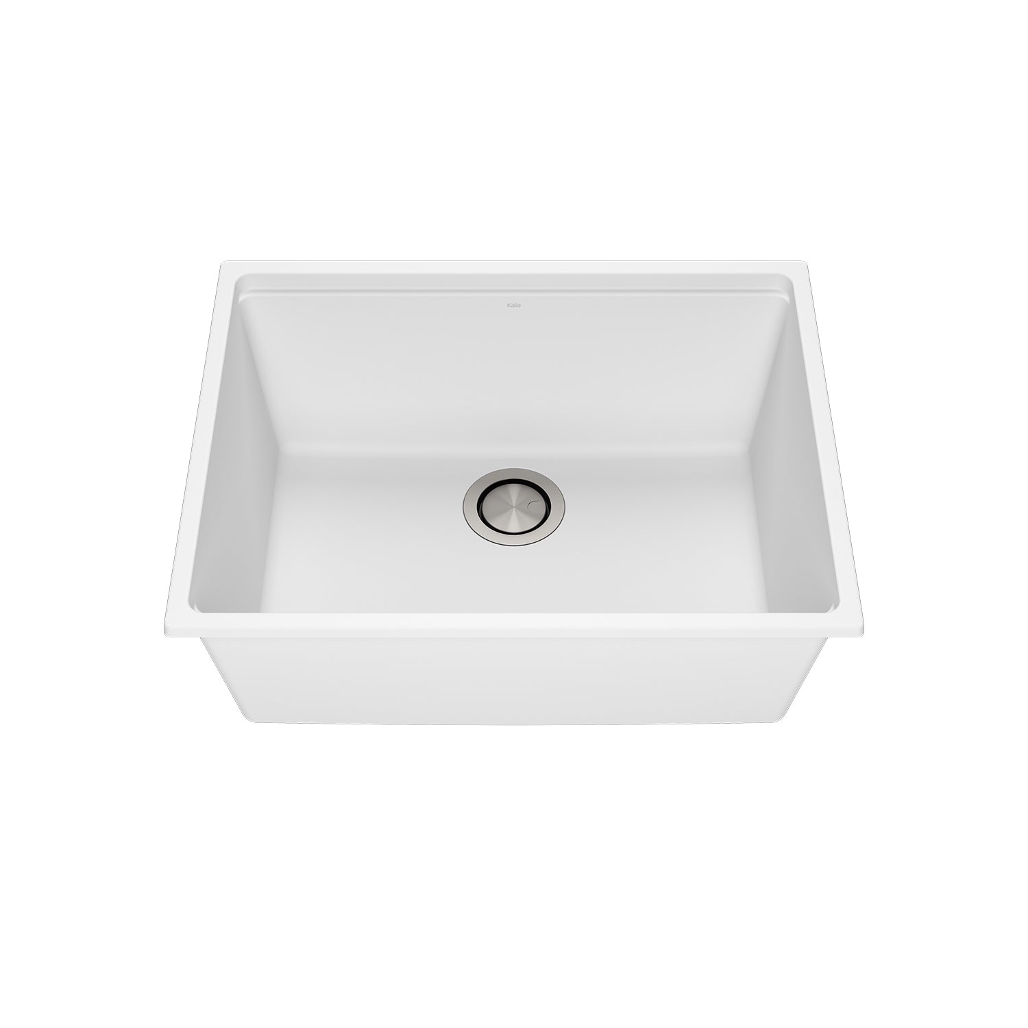 BACIA 25 Évier de Cuisine Granistone 25'' Cuve Simple avec Drain Inox et Tapis en Silicone pour Installation Sous-Plan Blanc Sable