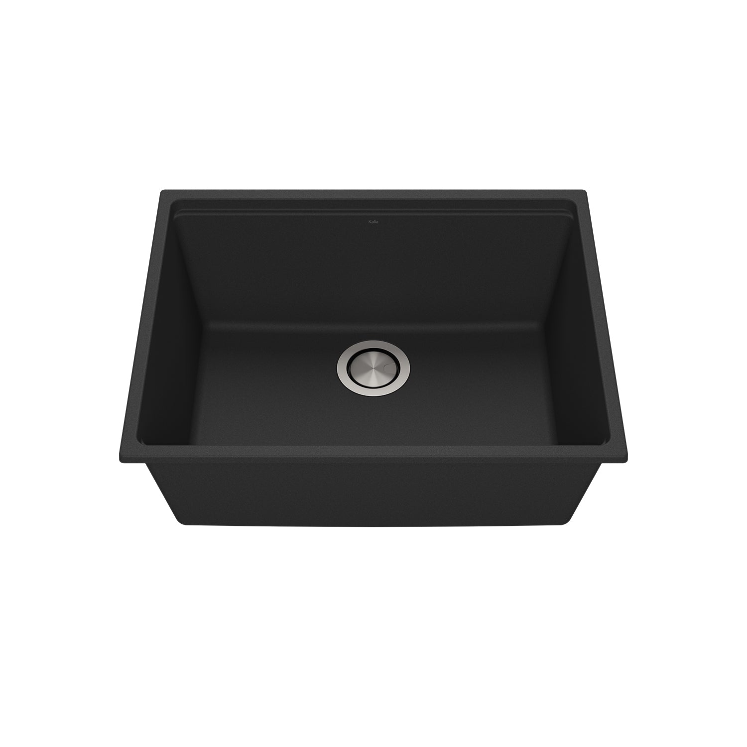 BACIA 25 Évier de Cuisine Granistone 25'' Cuve Simple avec Drain Inox et Tapis en Silicone pour Installation Sous-Plan Noir Onyx