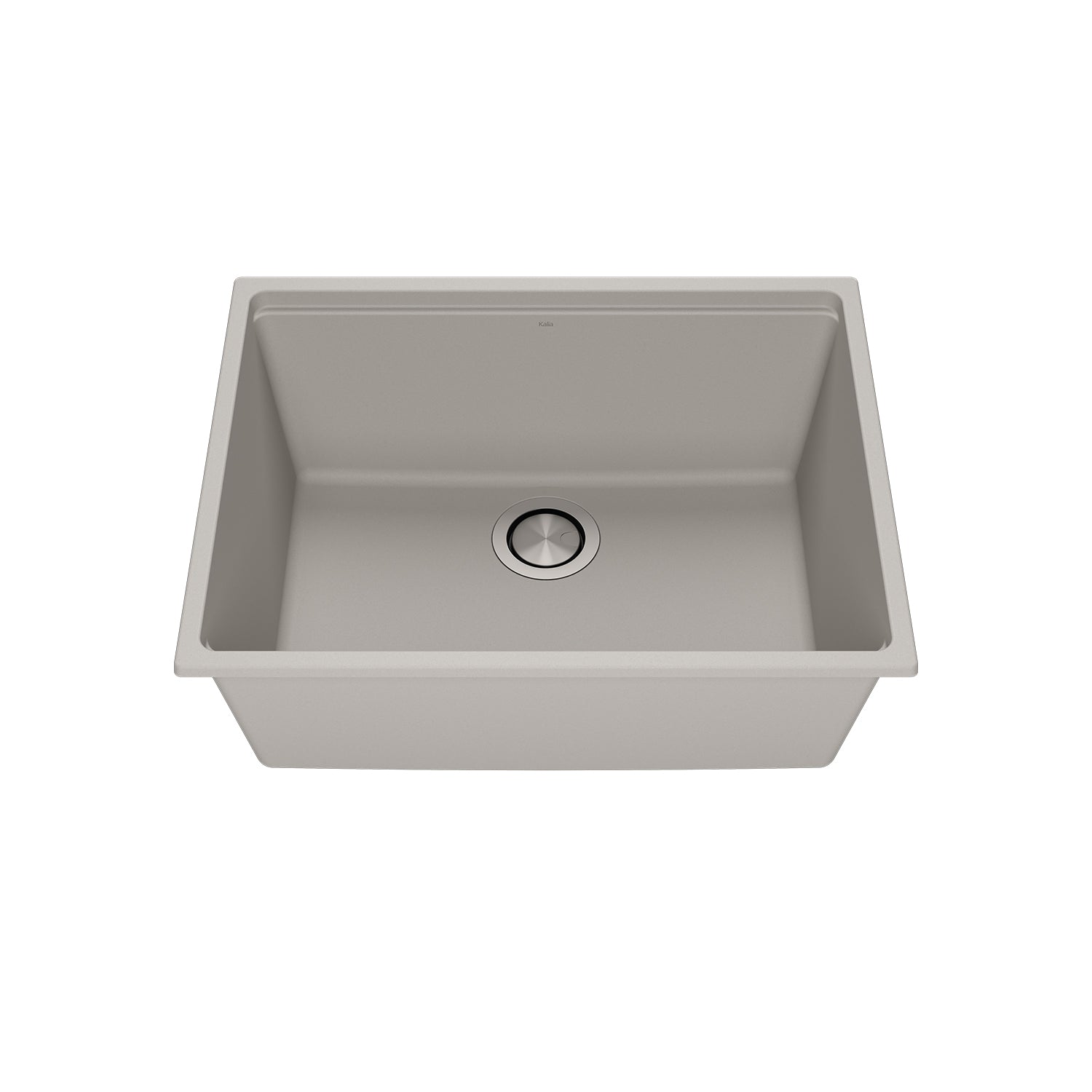 BACIA 25 Évier de Cuisine Granistone 25'' Cuve Simple avec Drain Inox et Tapis en Silicone pour Installation Sous-Plan Gris Galet