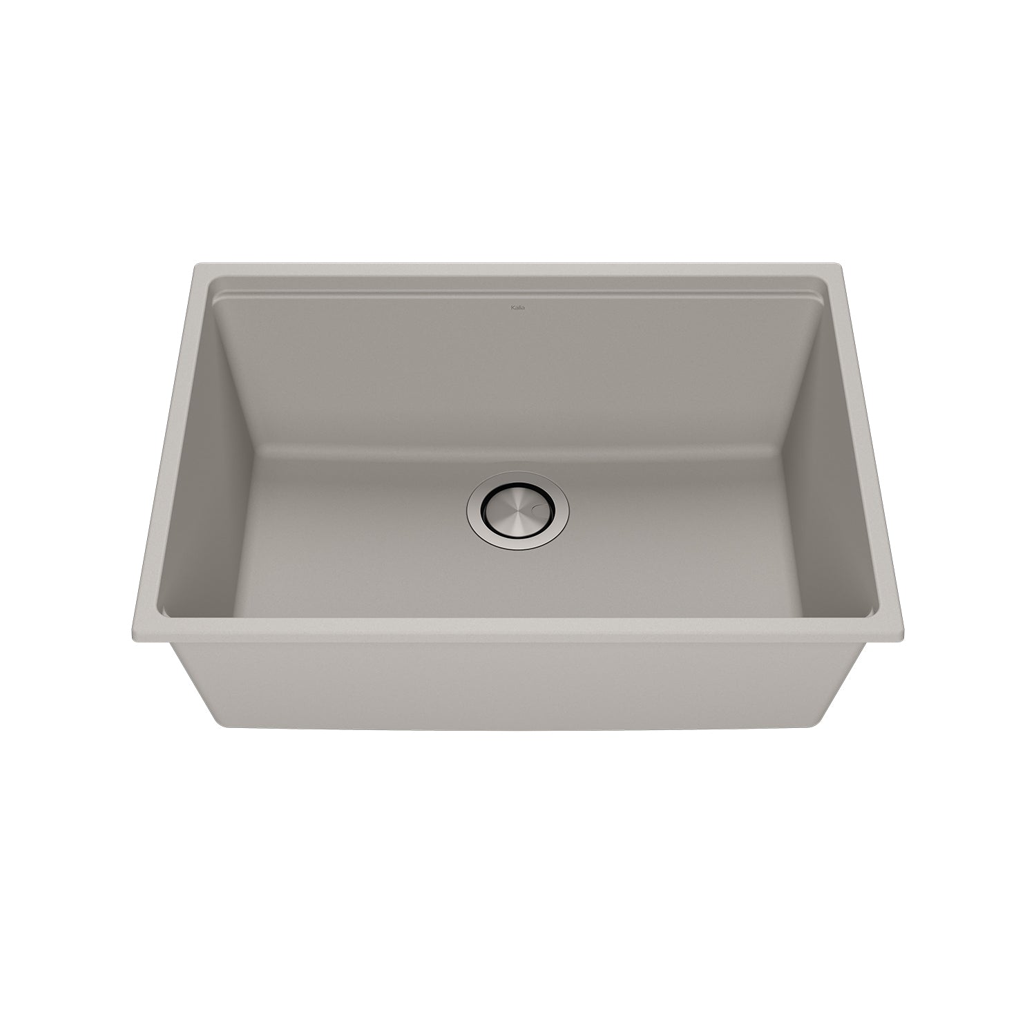 BACIA 27 Évier de Cuisine Granistone 27'' Cuve Simple avec Drain Inox et Tapis en Silicone pour Installation Sous-Plan Gris Galet