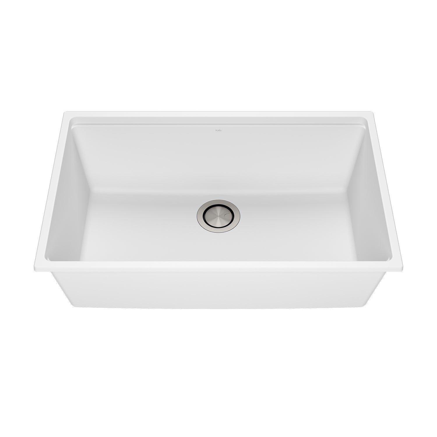 BACIA 31 Évier de Cuisine Granistone 31'' Cuve Simple avec Drain Inox et Tapis en Silicone pour Installation Sous-Plan Blanc Sable