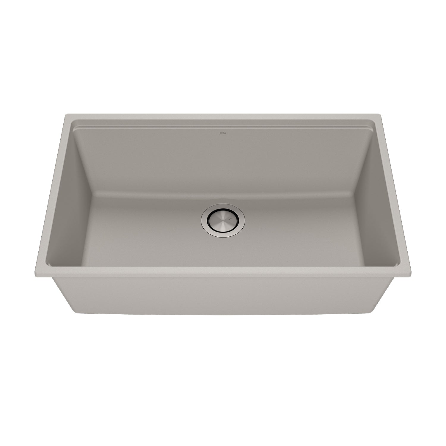 BACIA 31 Évier de Cuisine Granistone 31'' Cuve Simple avec Drain Inox et Tapis en Silicone pour Installation Sous-Plan Gris Galet