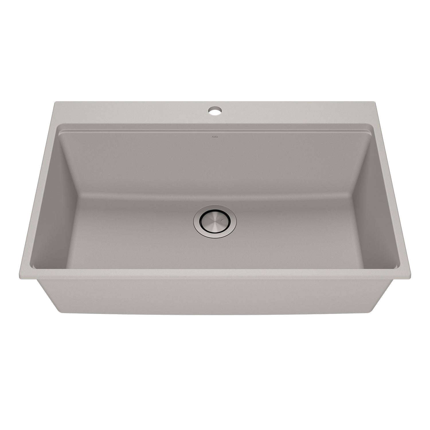 BACIA 33 Évier de Cuisine Granistone 33'' Cuve Simple avec Drain Inox et Tapis en Silicone pour Installation Encastrée Gris Galet