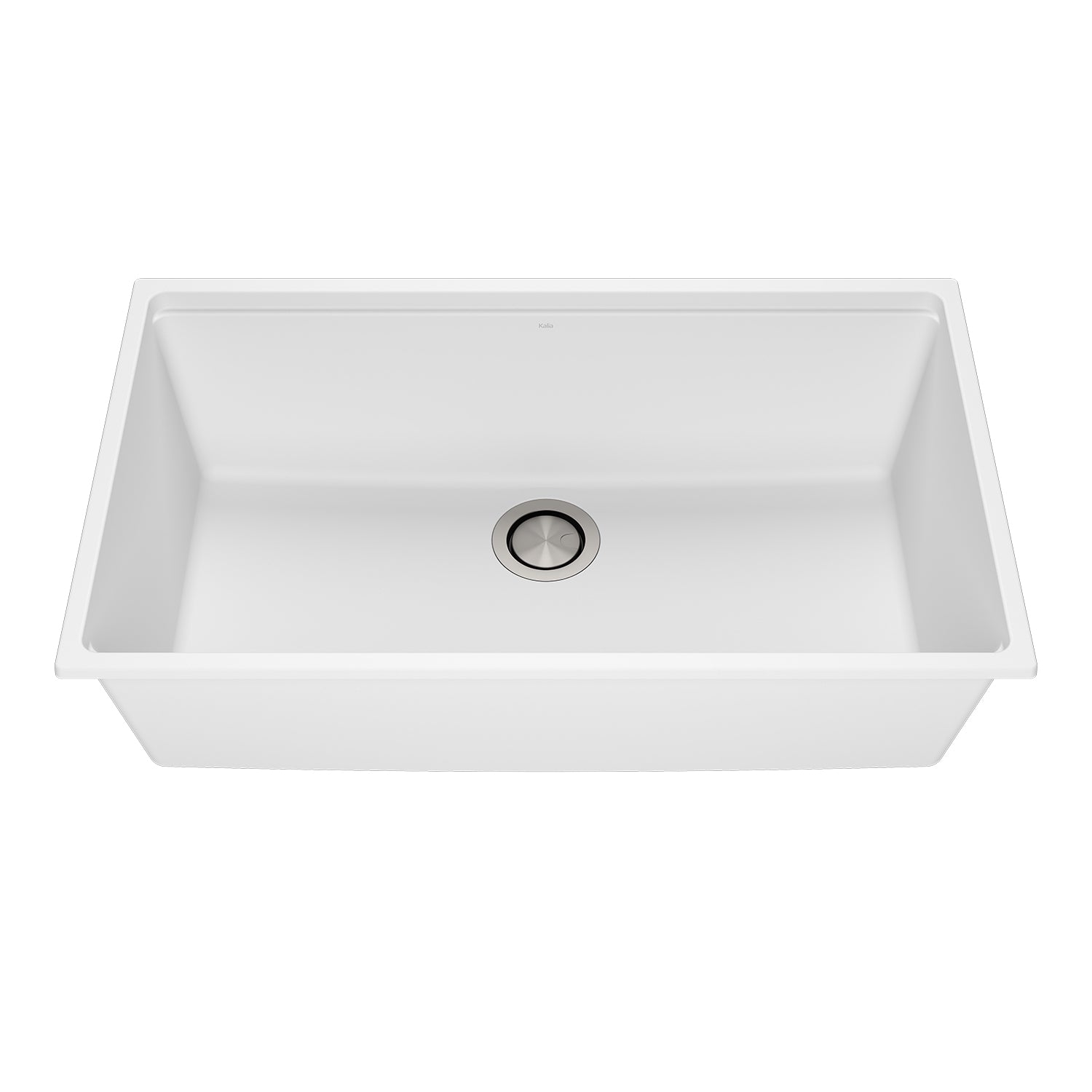 BACIA 33 Évier de Cuisine Granistone 33'' Cuve Simple avec Drain Inox et Tapis en Silicone pour Installation Sous-Plan Blanc Sable