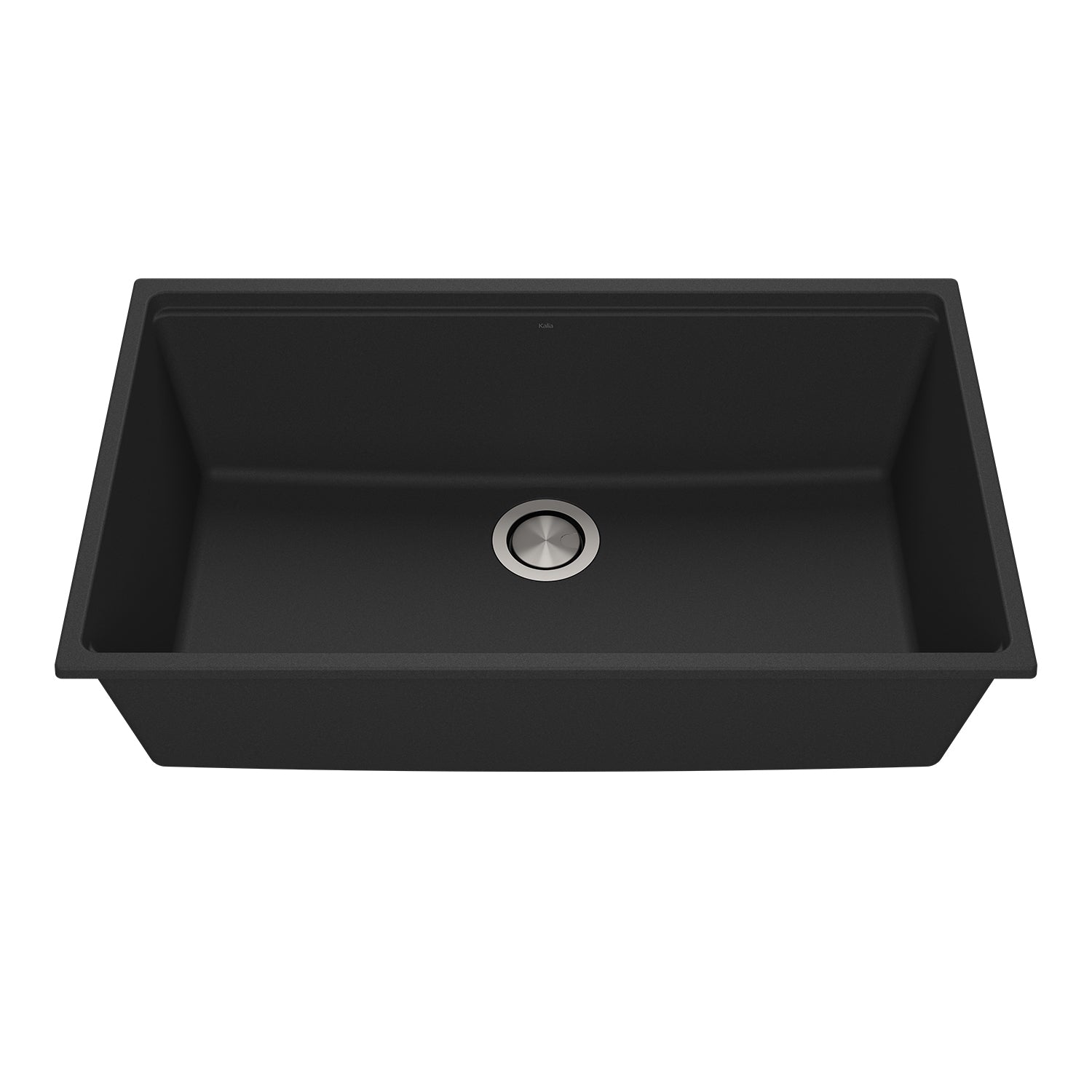 BACIA 33 Évier de Cuisine Granistone 33'' Cuve Simple avec Drain Inox et Tapis en Silicone pour Installation Sous-Plan Noir Onyx
